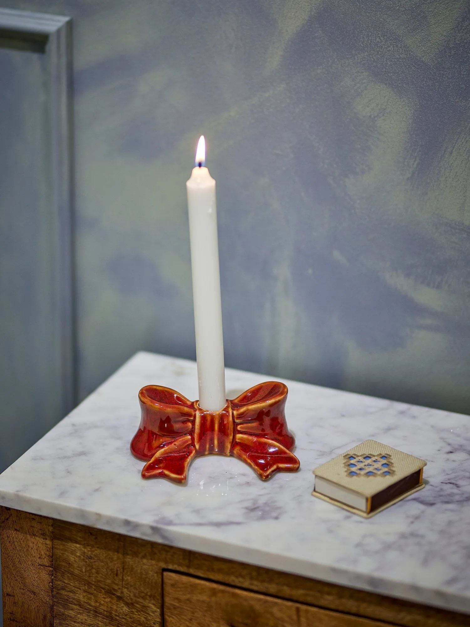 Bow bougeoir, Rouge, 11,5 cm Bloomingville