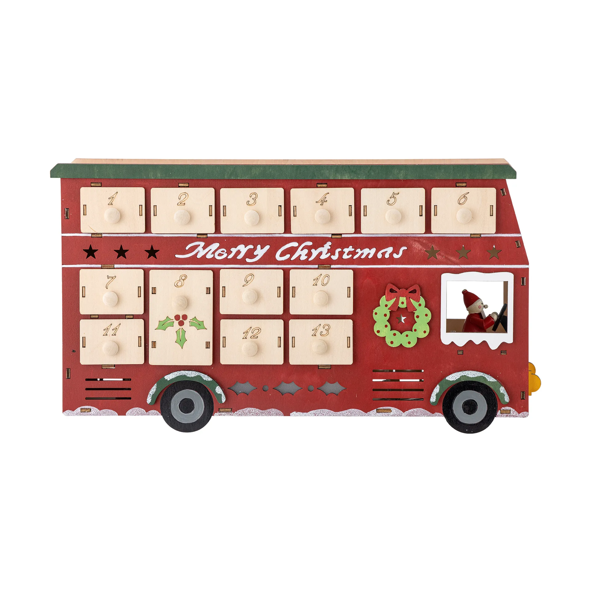 Calendrier Edward avec éclairage bus, Rouge Bloomingville