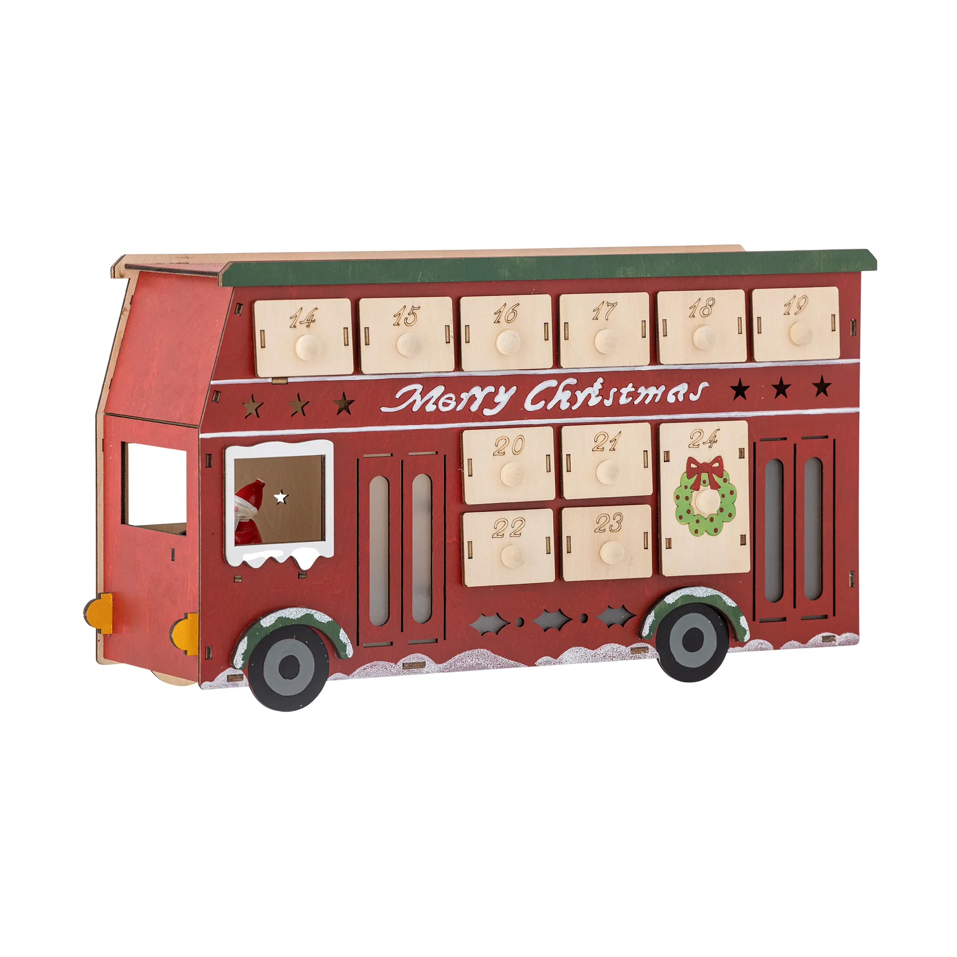 Calendrier Edward avec éclairage bus, Rouge Bloomingville