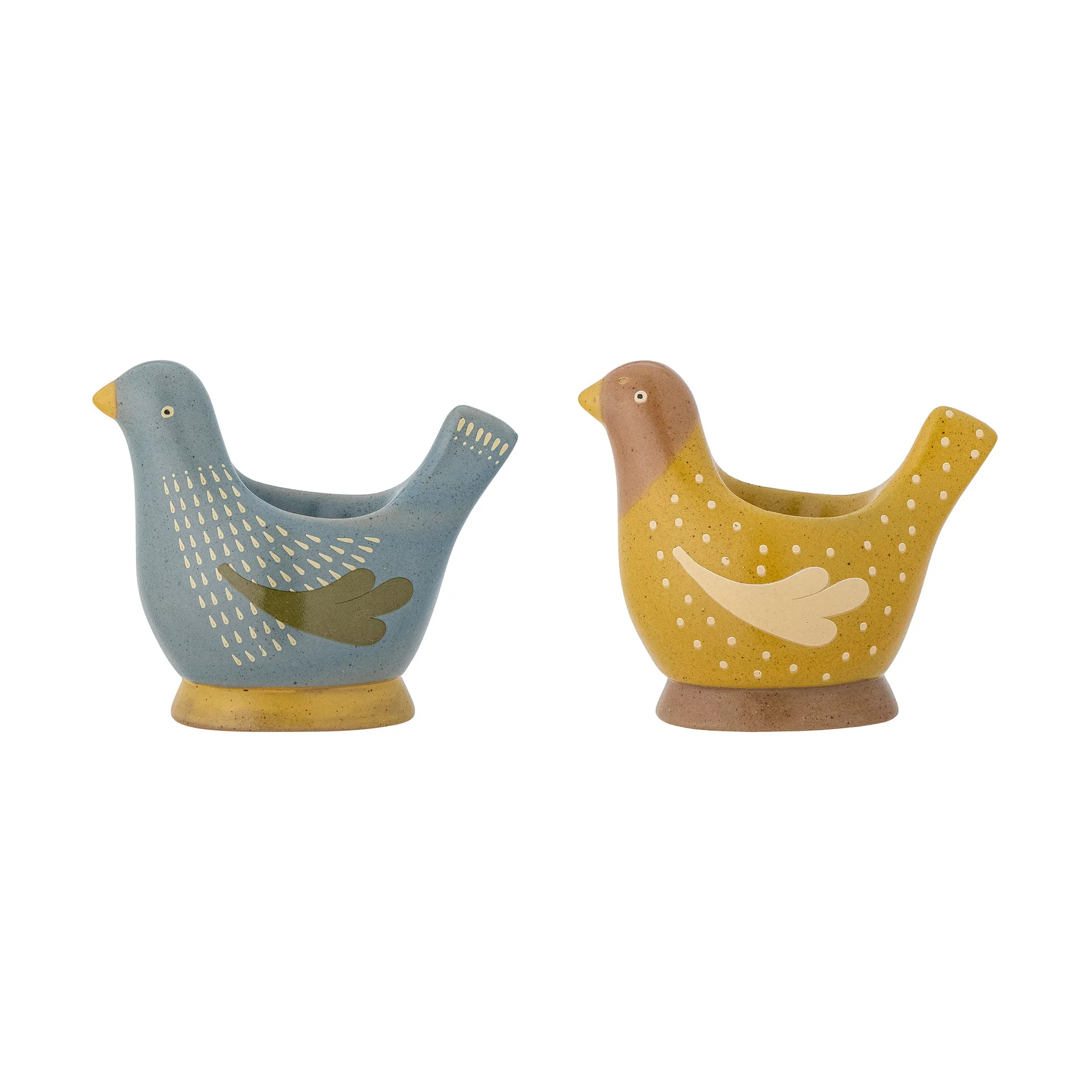 Coquetier Birdy Lot de 2, Blue-yellow Bloomingville