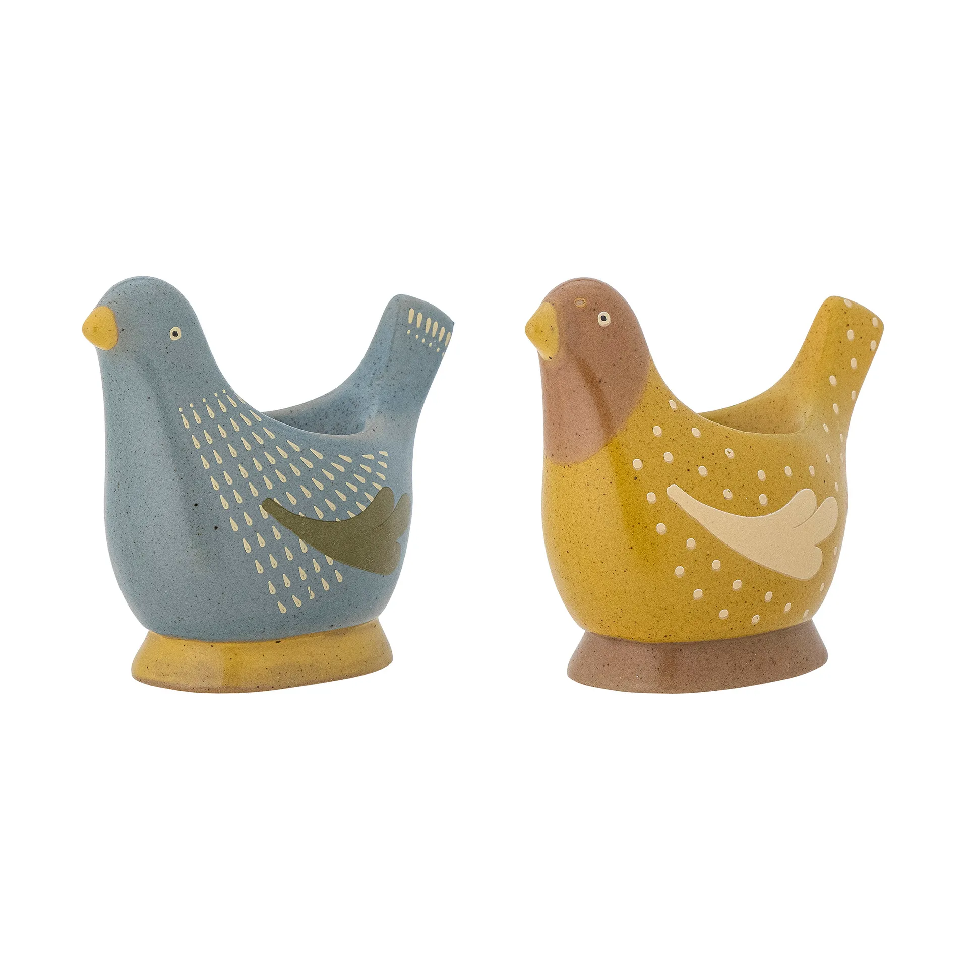 Coquetier Birdy Lot de 2, Blue-yellow Bloomingville