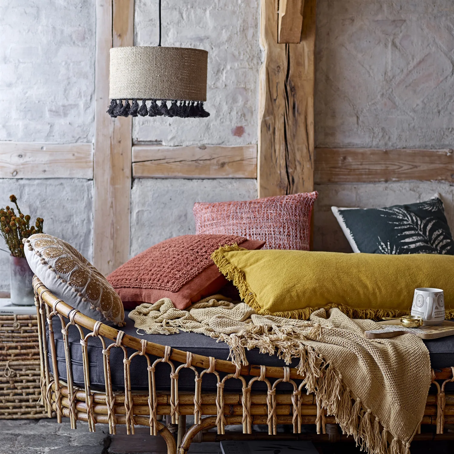 Coussin Bloomingville Coussin avec motif tissé 45x45 cm, Rouge Bloomingville