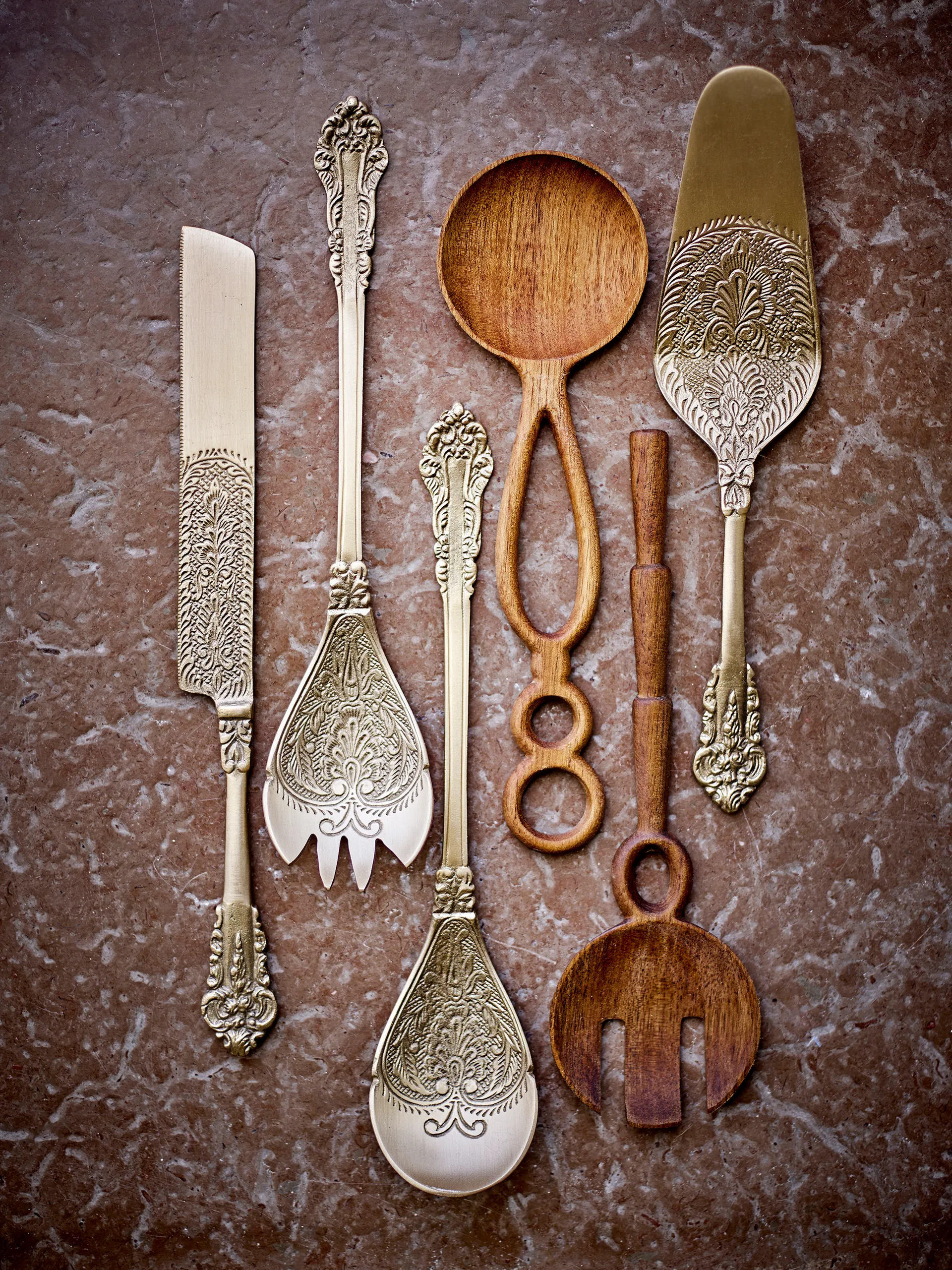 Couvert à gâteau Kalima 2 pièces, Laiton Bloomingville