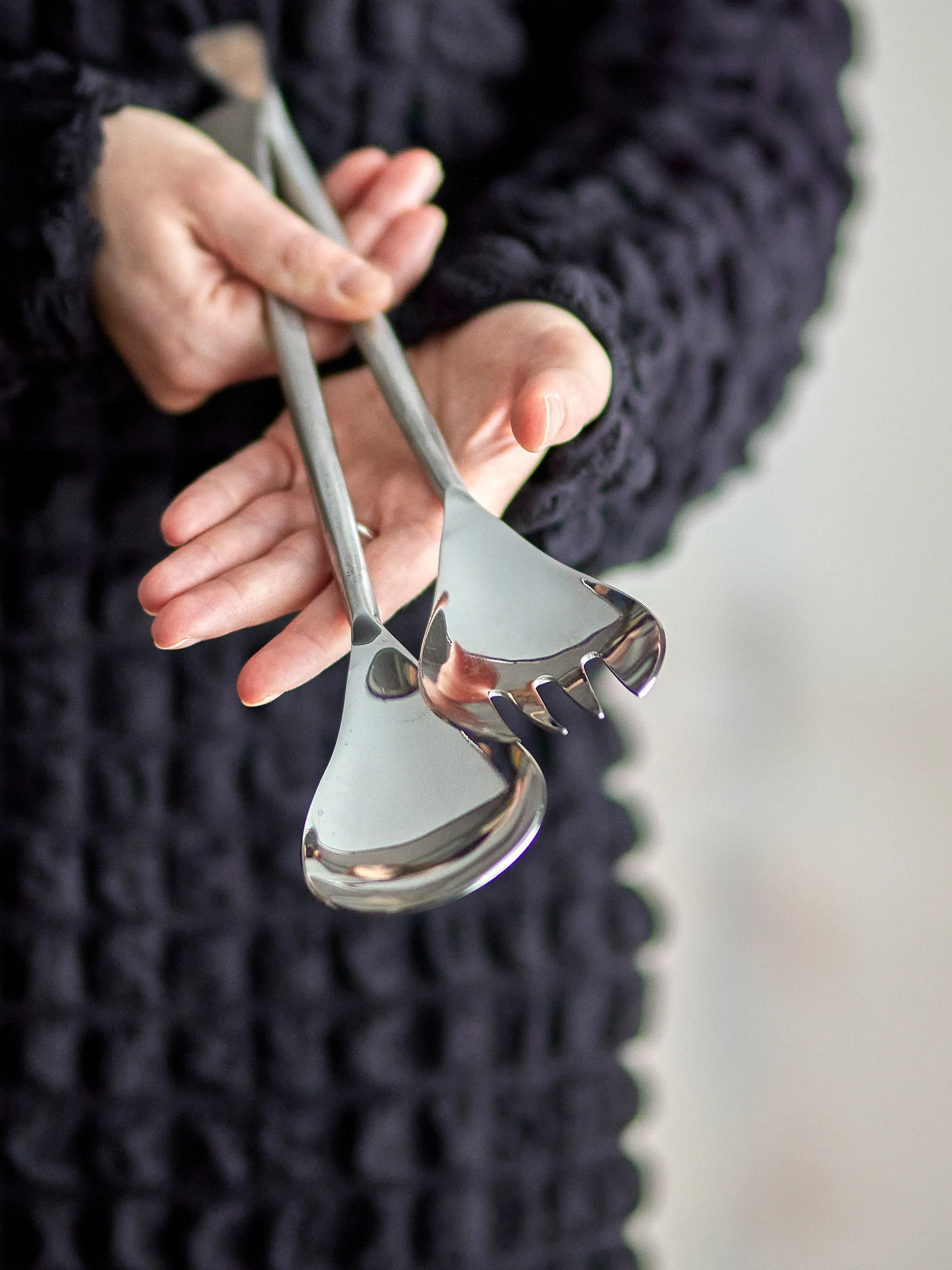 Couvert à salade Kinnie 2 pièces, Acier inoxydable Bloomingville