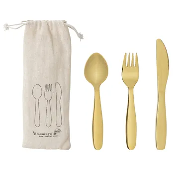 Couverts pour enfants Bloomingville Mini 3 pièces - Doré - Bloomingville