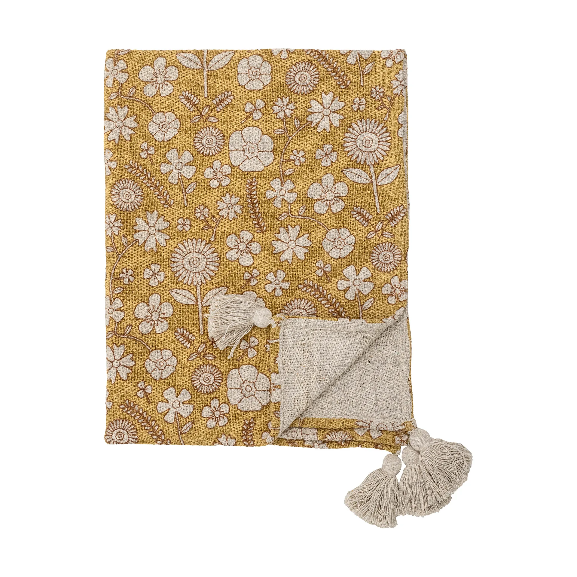 Couverture en coton Camille 80x100 cm, Jaune Bloomingville