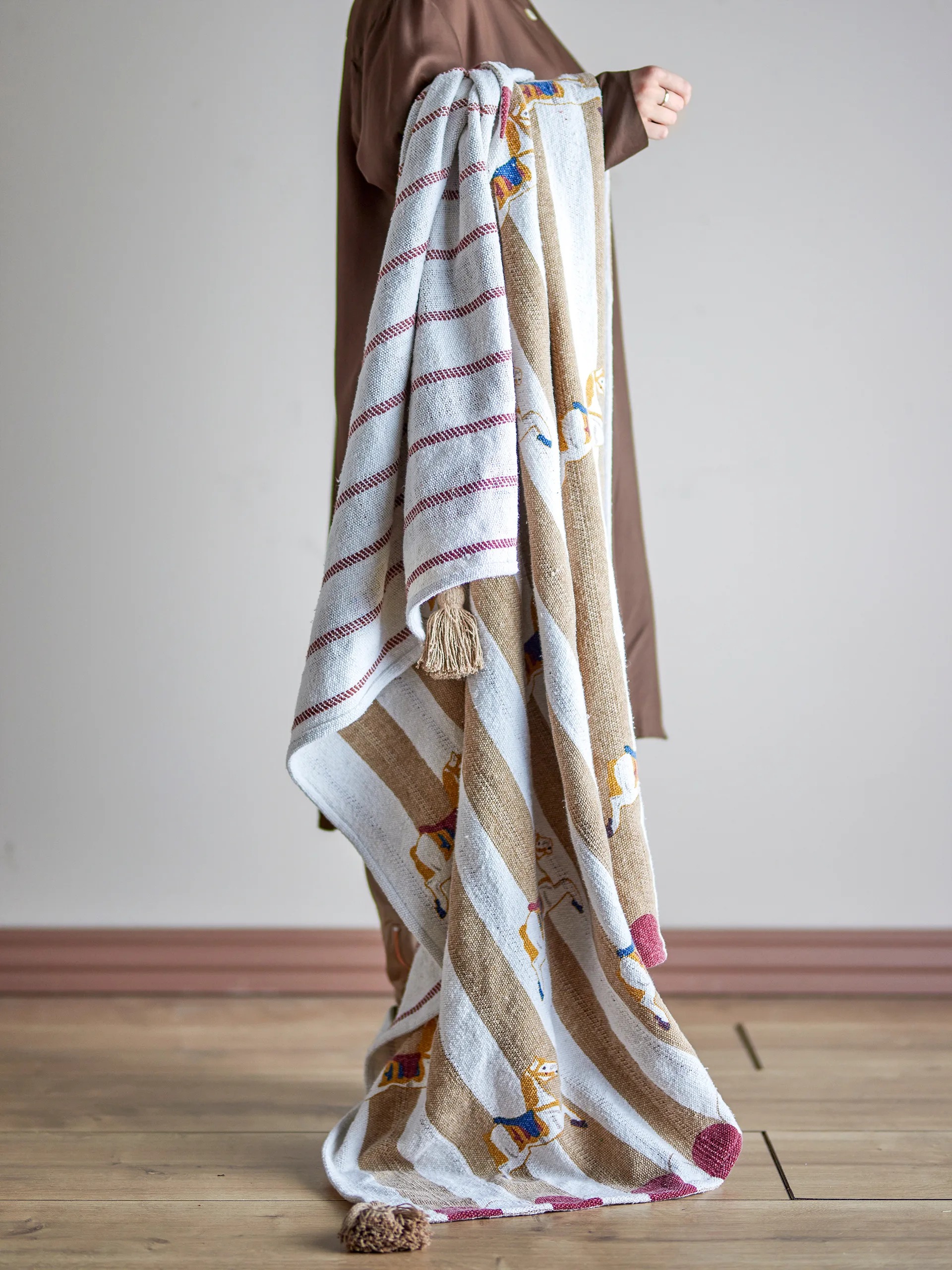 Couverture Merry-go-round 130x160 cm, Beige-rouge Bloomingville