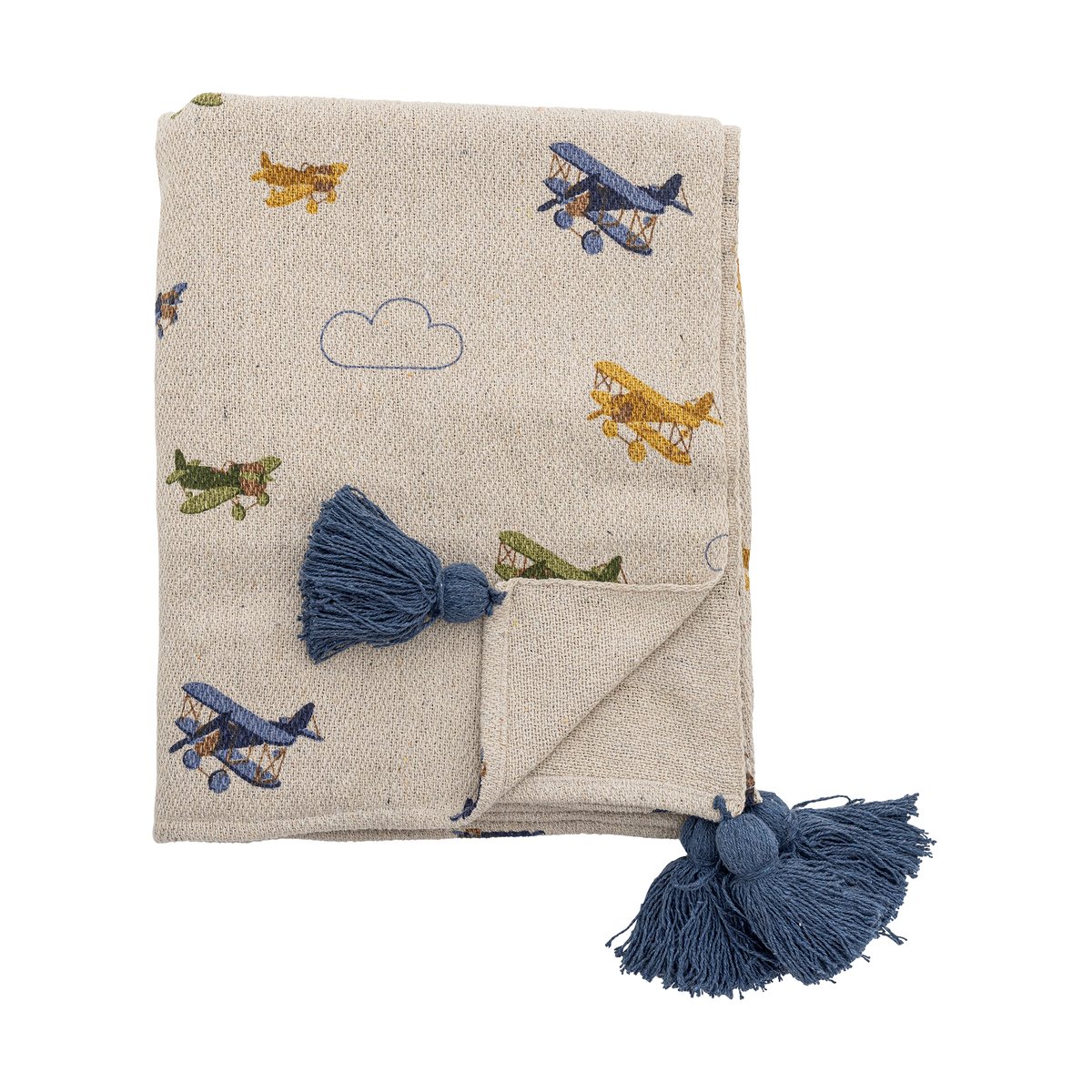 Bloomingville Couverture Plane 130x160 cm Nature | Design Scandinave | Plaids & couvertures en coton | Blanc