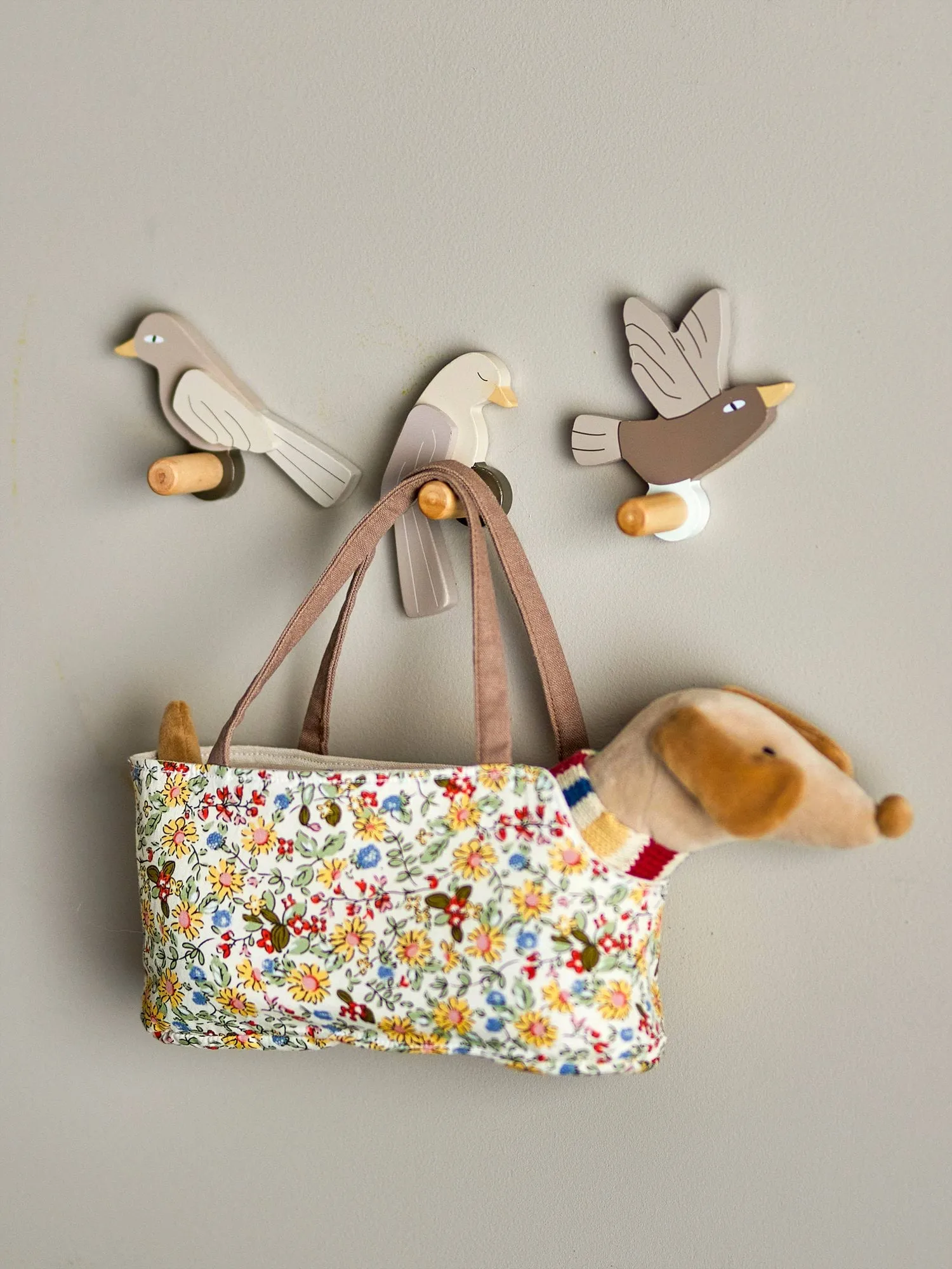 Crochet Lewi 3 pièces, Oiseaux, brun Bloomingville