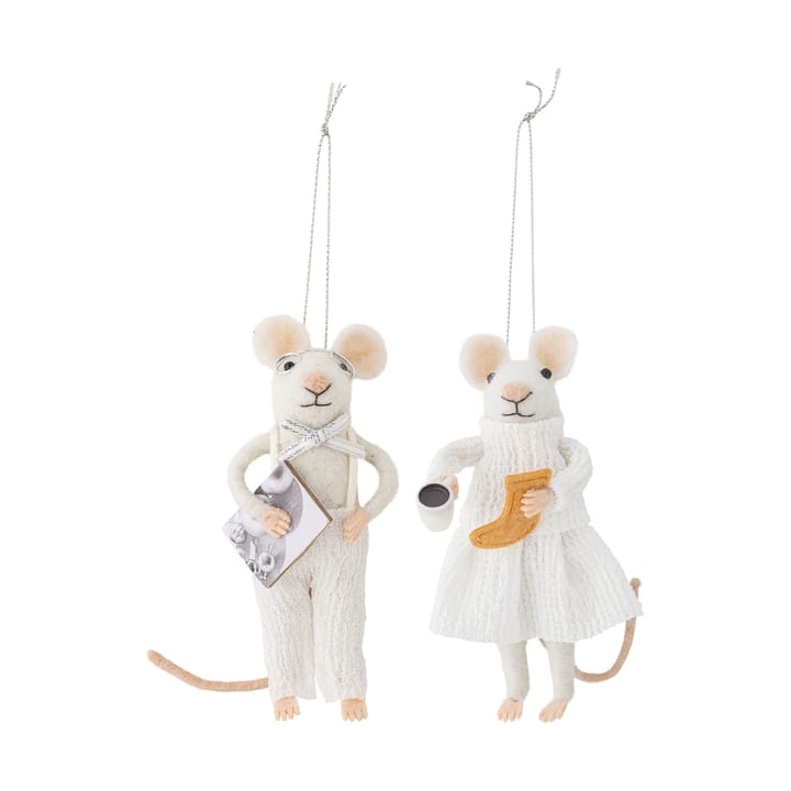 Décoration de Noël souris Peo 2 pièces - Blanc - Bloomingville