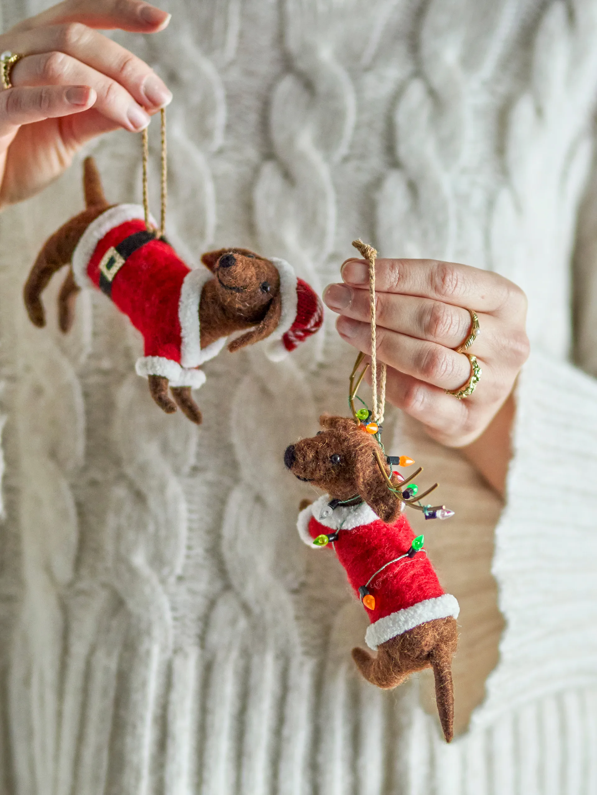 Décorations de Noël Monty, Marron-rouge, 2 pièces Bloomingville