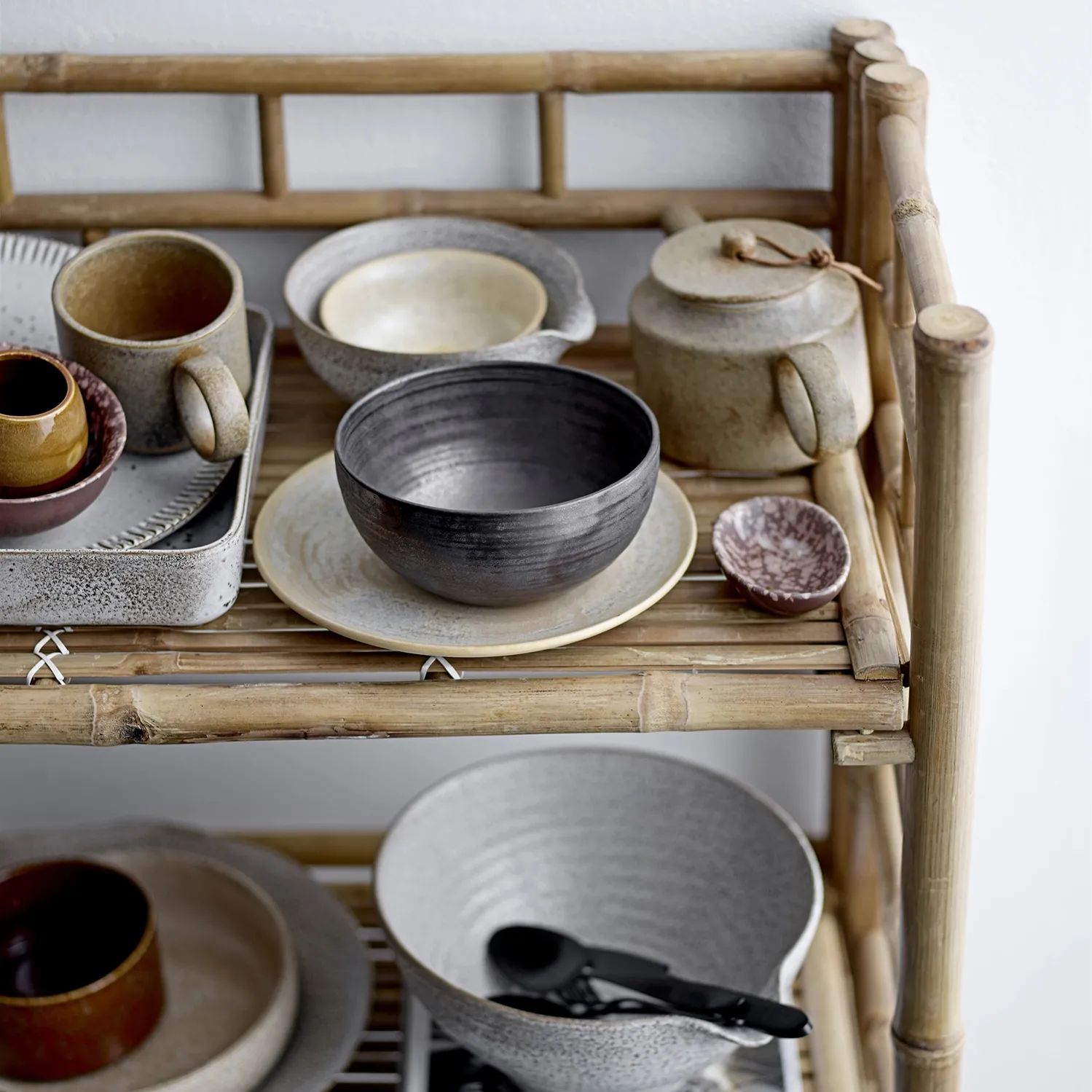 Ensemble pour tapas Thea grès 4 pièces, Brun Bloomingville