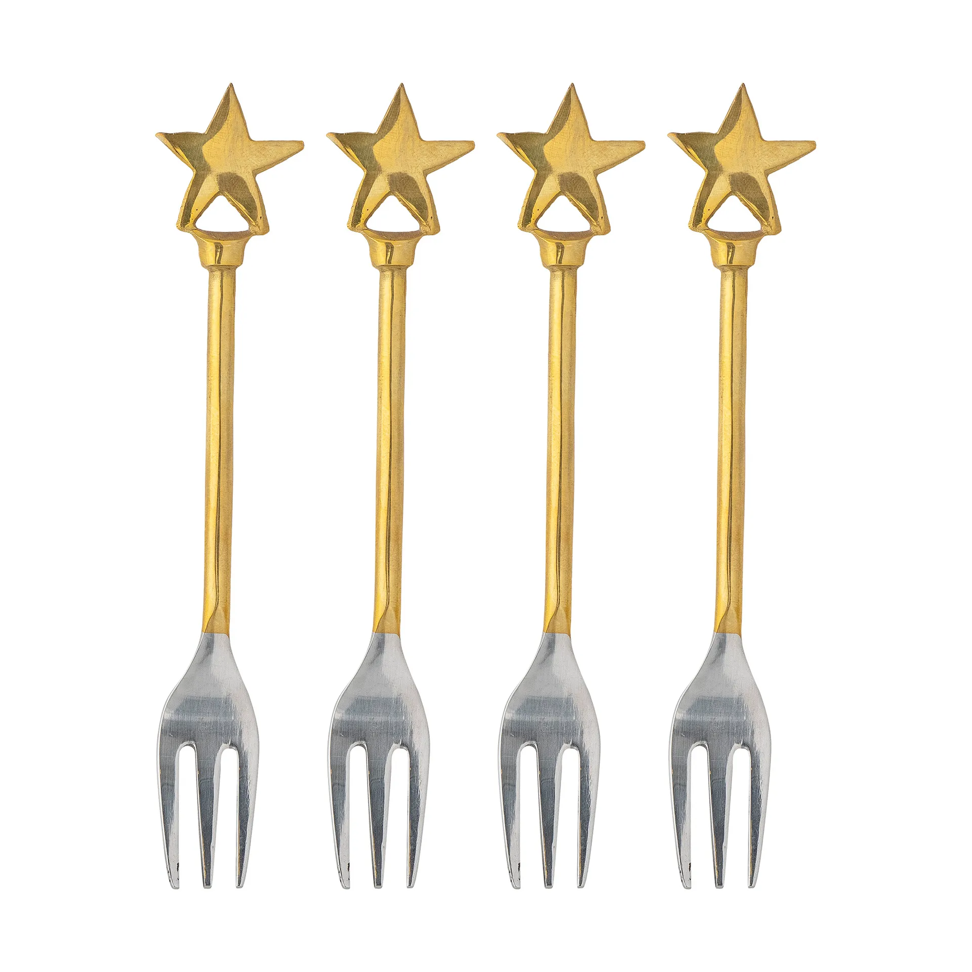 Fourchette à dessert Georgette lot de 4, Laiton-acier inoxydable Bloomingville