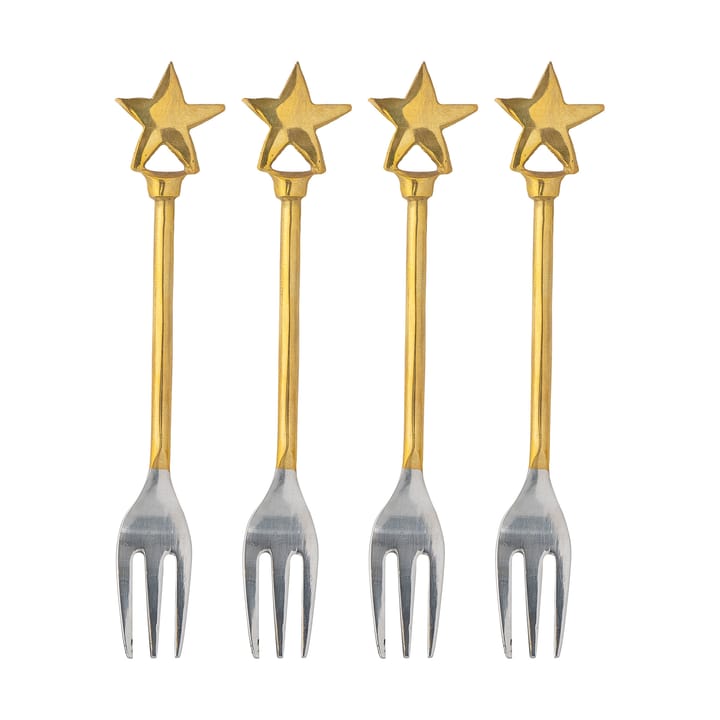 Fourchette à dessert Georgette lot de 4, Laiton-acier inoxydable Bloomingville