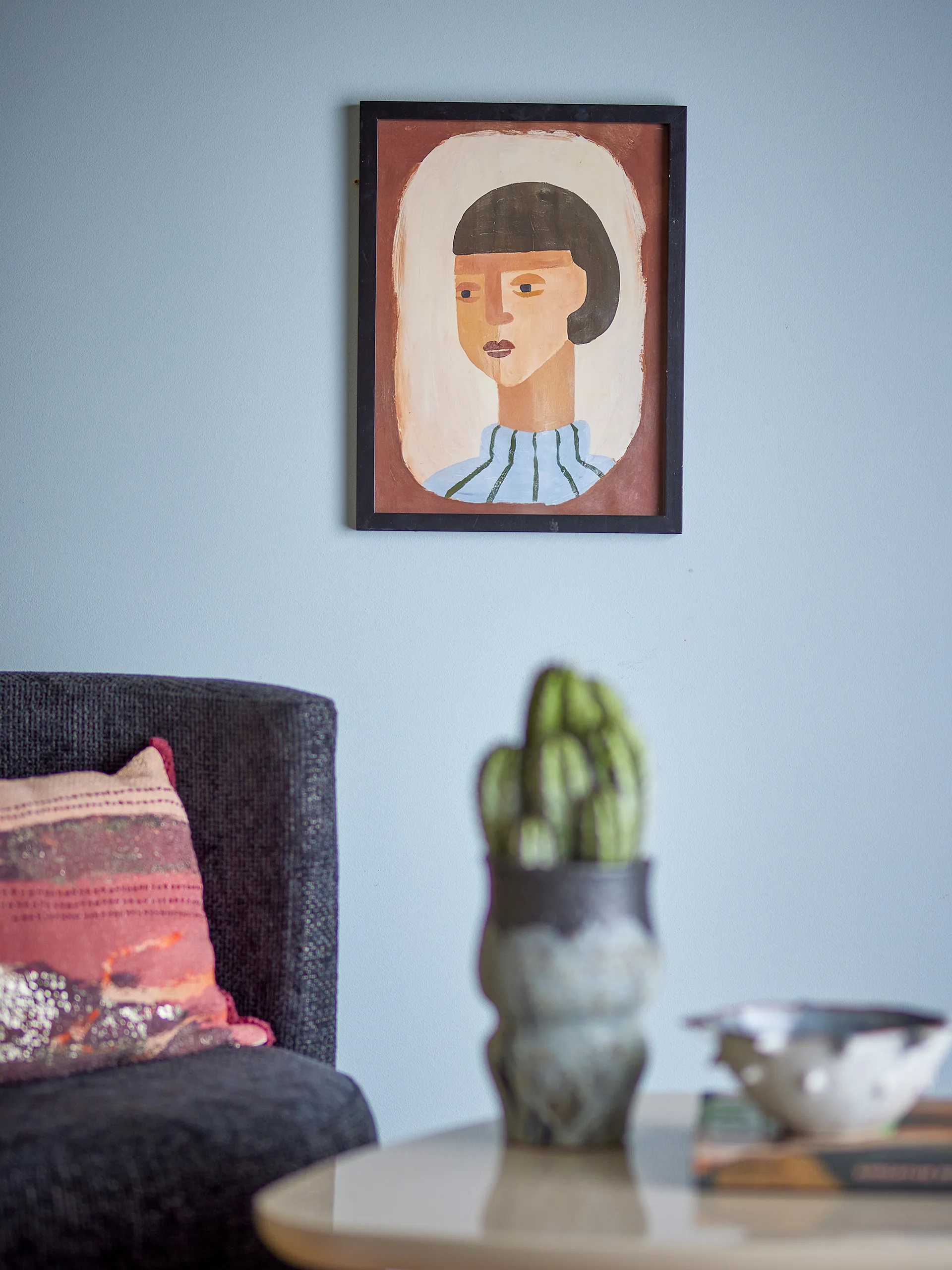 Illustration Amanda avec cadre 32x42 cm, Marron Bloomingville