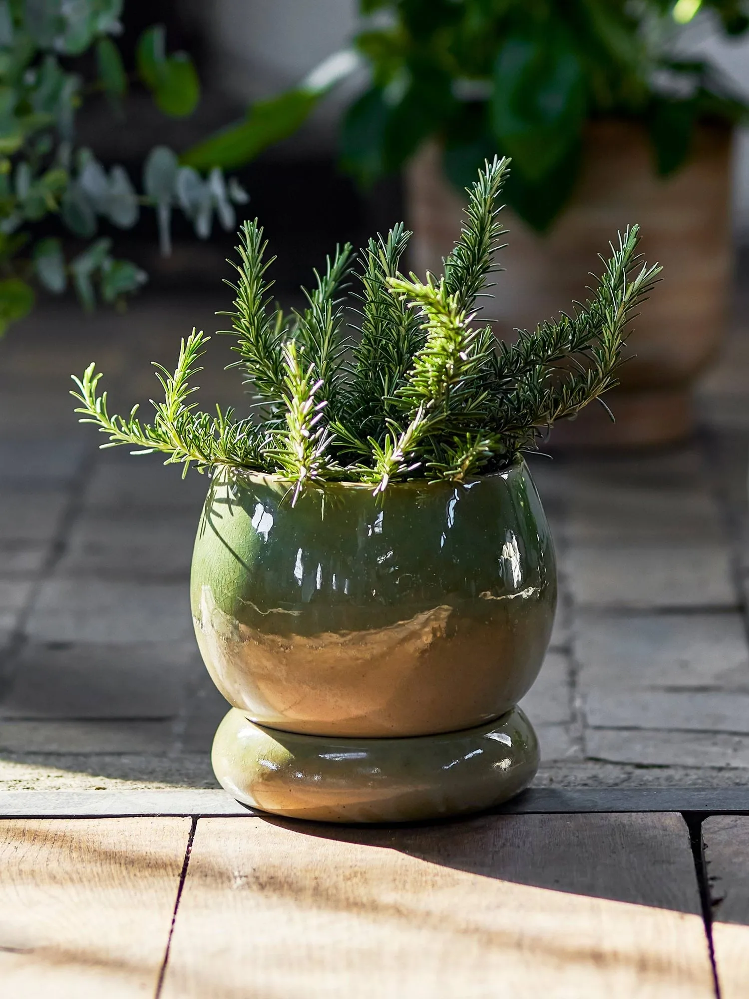 Imke pot avec soucoupe, Green, 18,5x17,5 cm Bloomingville