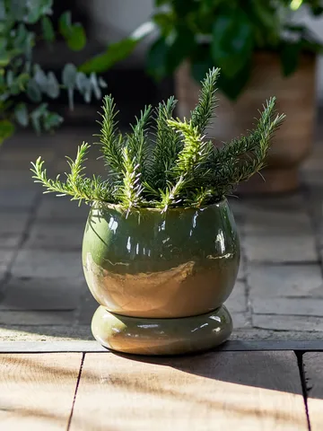 Imke pot avec soucoupe - Green, 18,5x17,5 cm - Bloomingville