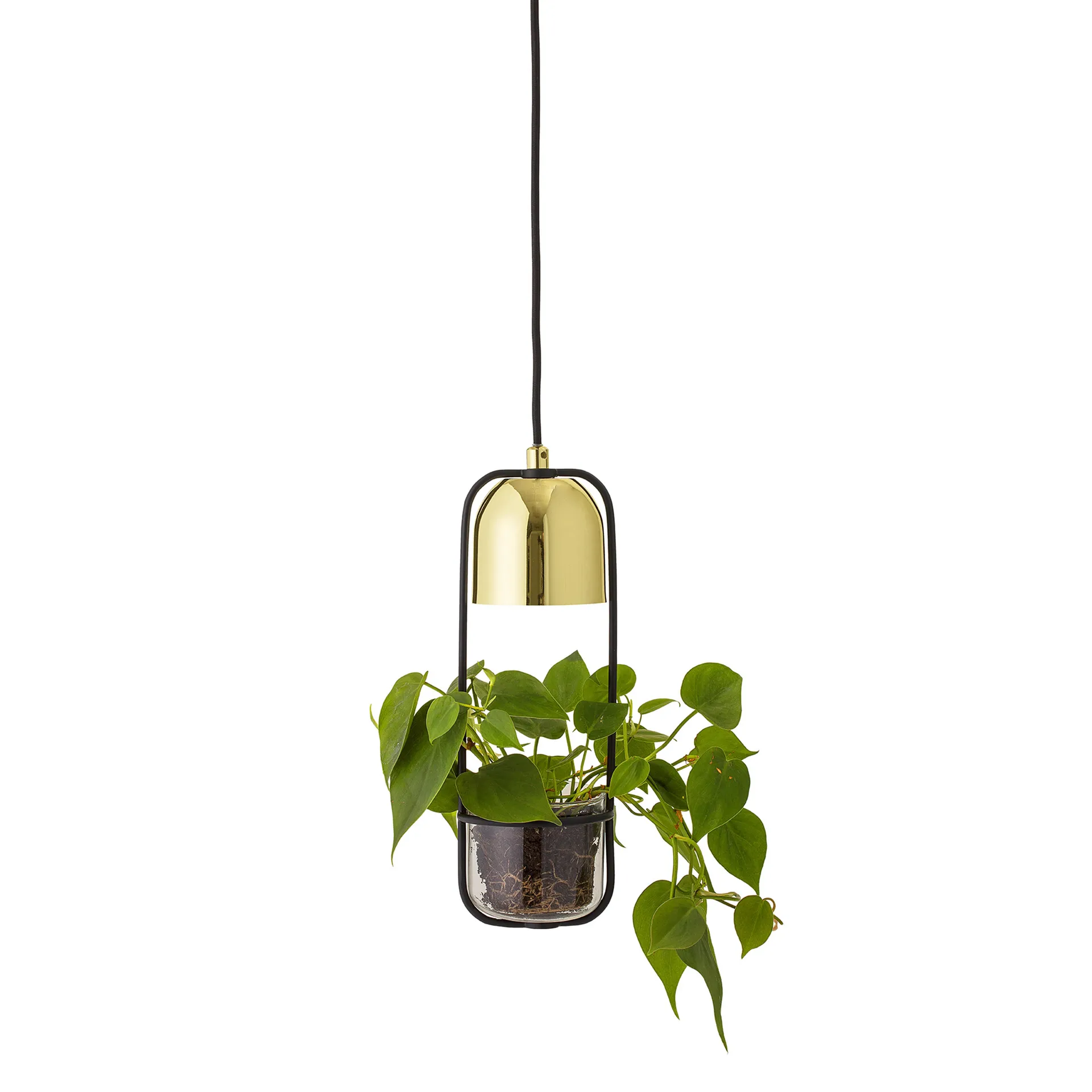 Lampe de plafond avec panier suspendu Bloomingville Ø10 cm, transparent-or Bloomingville
