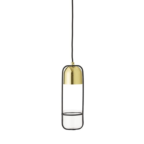 Lampe de plafond avec panier suspendu Bloomingville Ø10 cm - transparent-or - Bloomingville