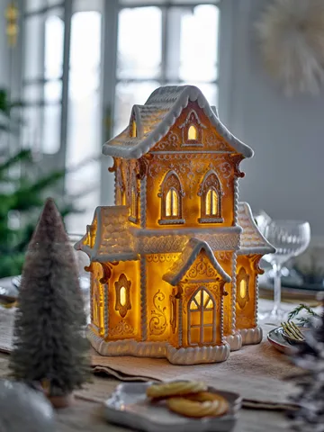 Maison décorative avec lumière - Brun, 37 cm - Bloomingville