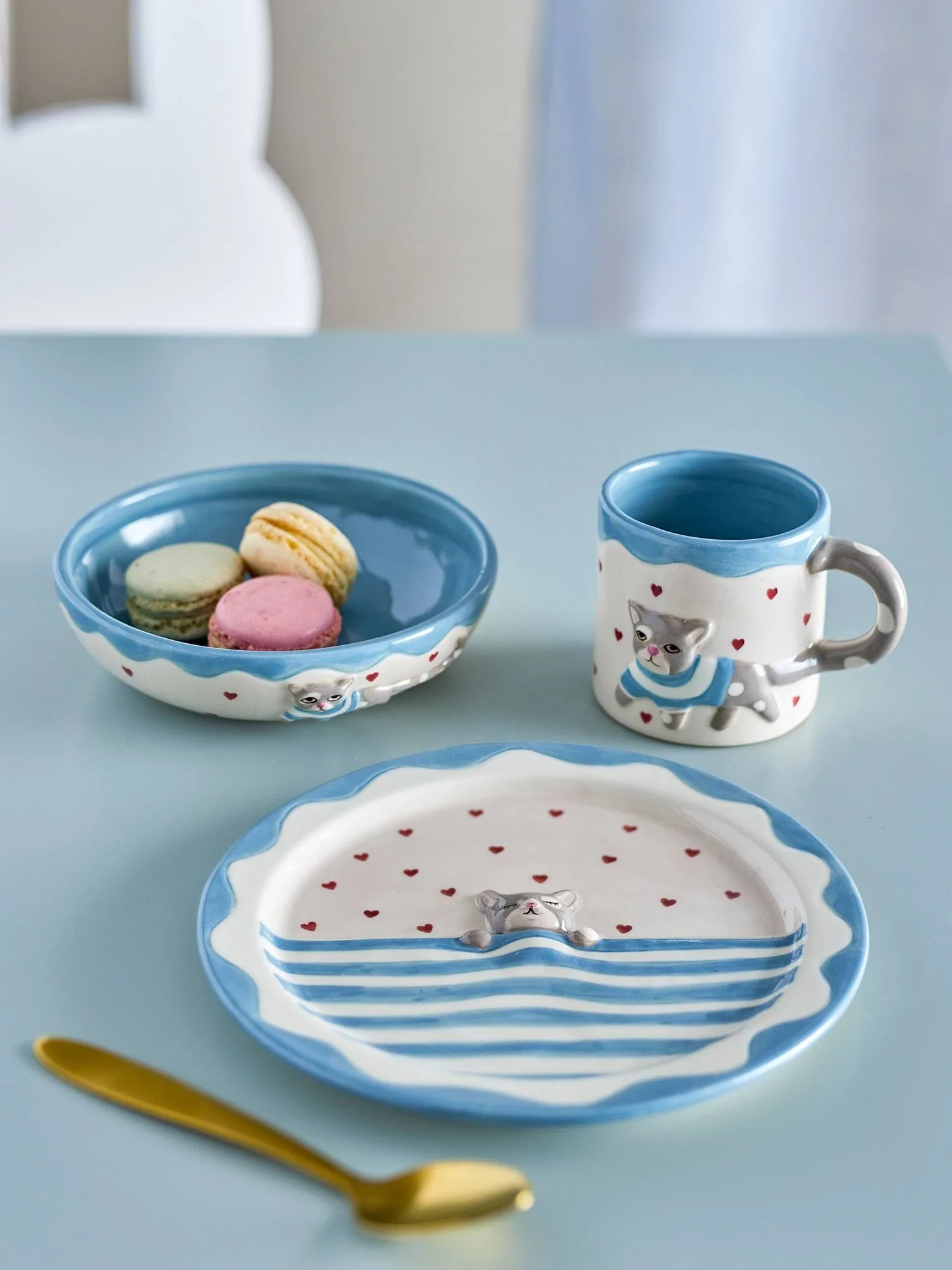 Mille service de table, Chats, lot de 3 Bloomingville