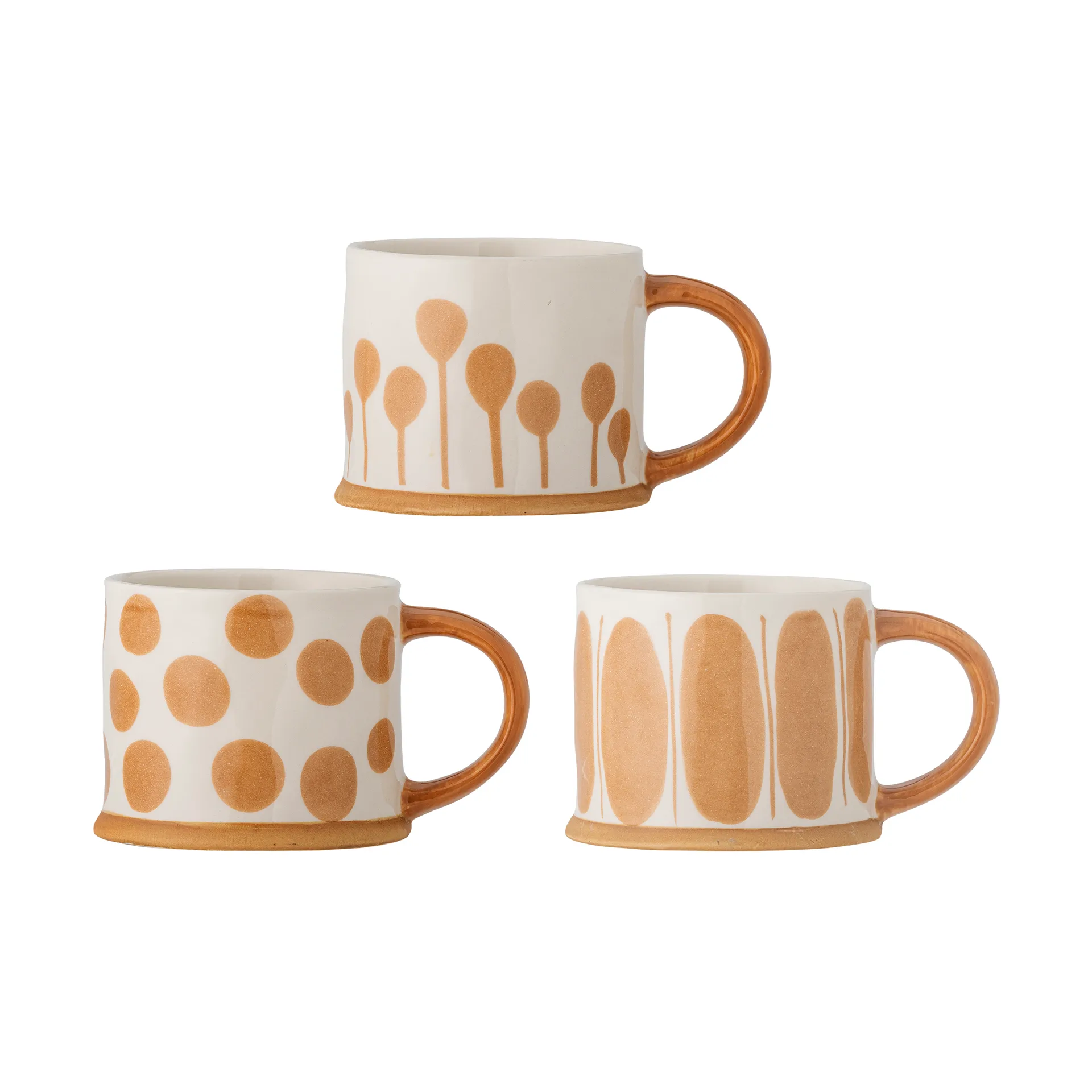 Mug Linora 45 cl, pack de 3, Blanc-brun Bloomingville