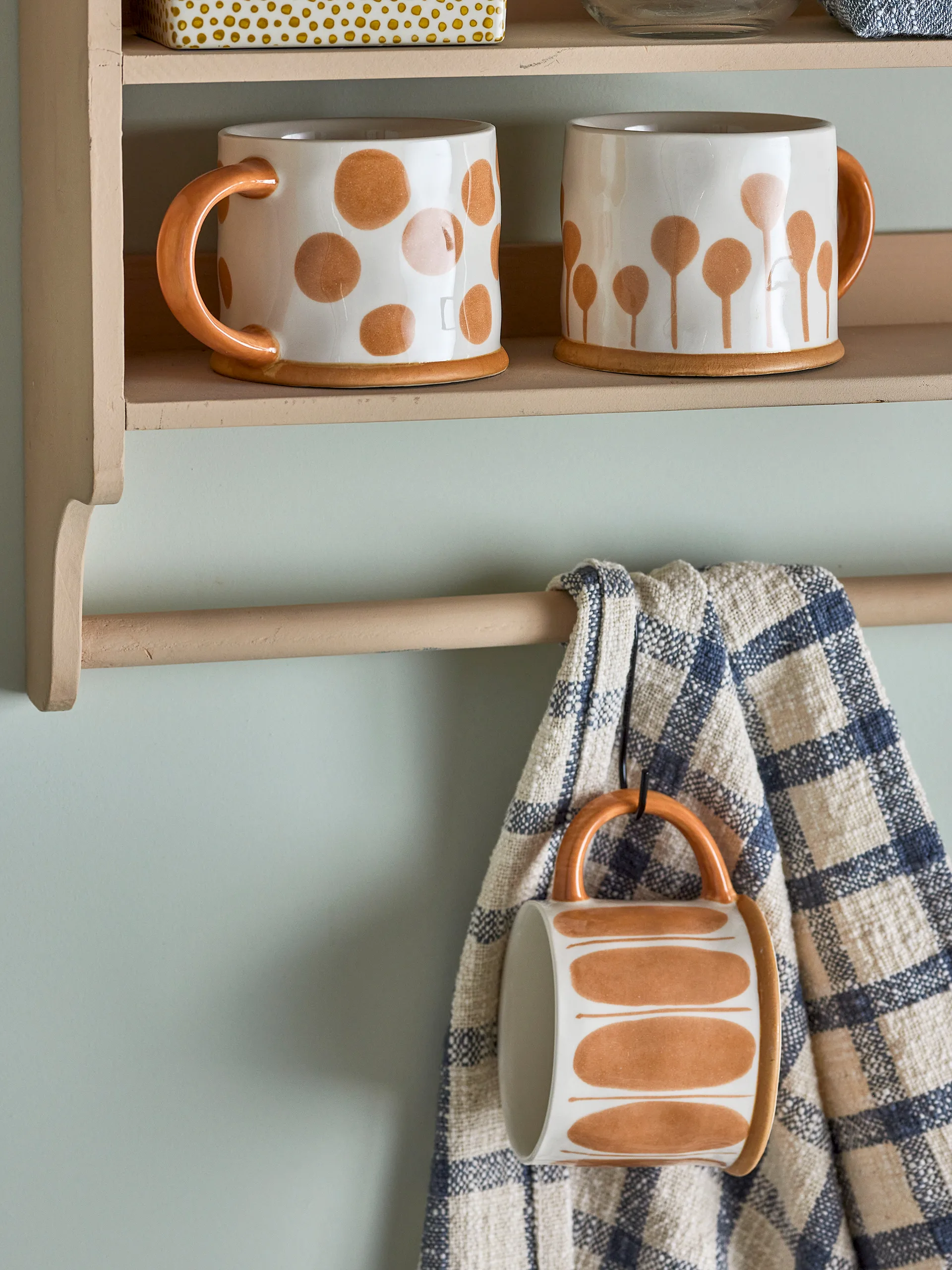 Mug Linora 45 cl, pack de 3, Blanc-brun Bloomingville