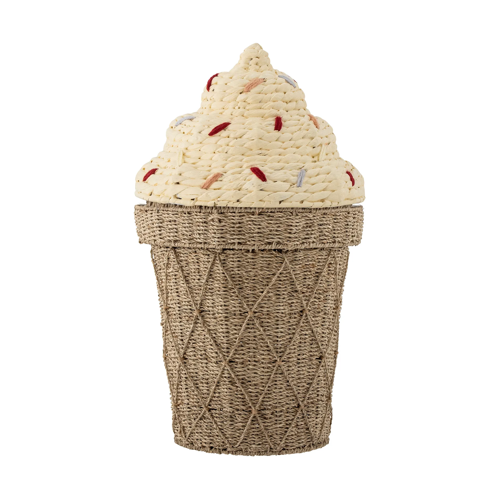 Panier de rangement avec couvercle Cillie Ø40 cm, Nature ice cream Bloomingville