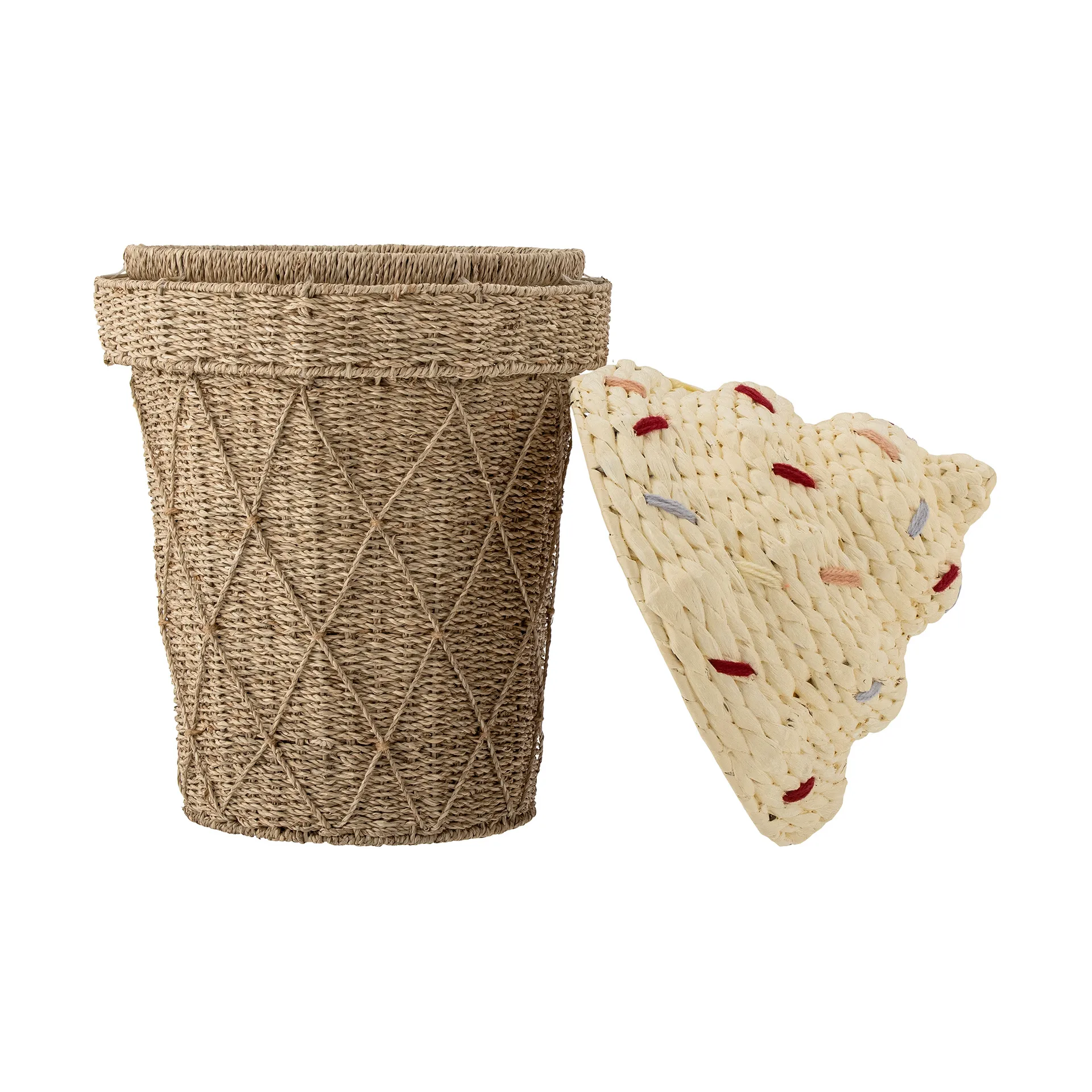 Panier de rangement avec couvercle Cillie Ø40 cm, Nature ice cream Bloomingville