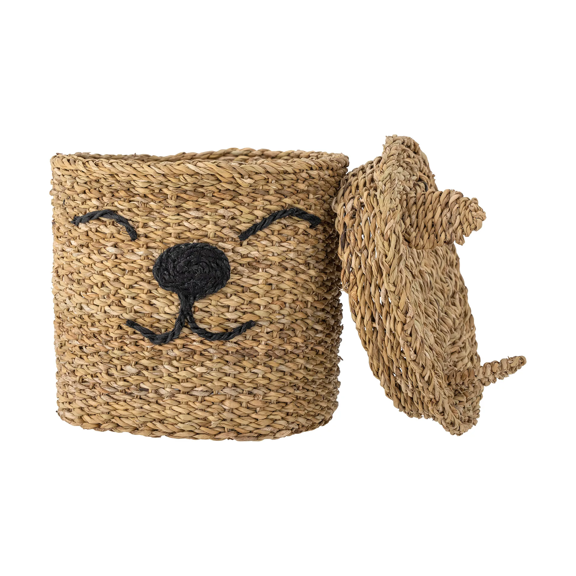 Panier de rangement avec couvercle Mikki Ø26 cm, Nature Bloomingville