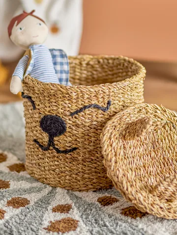 Panier de rangement avec couvercle Mikki Ø26 cm - Nature - Bloomingville