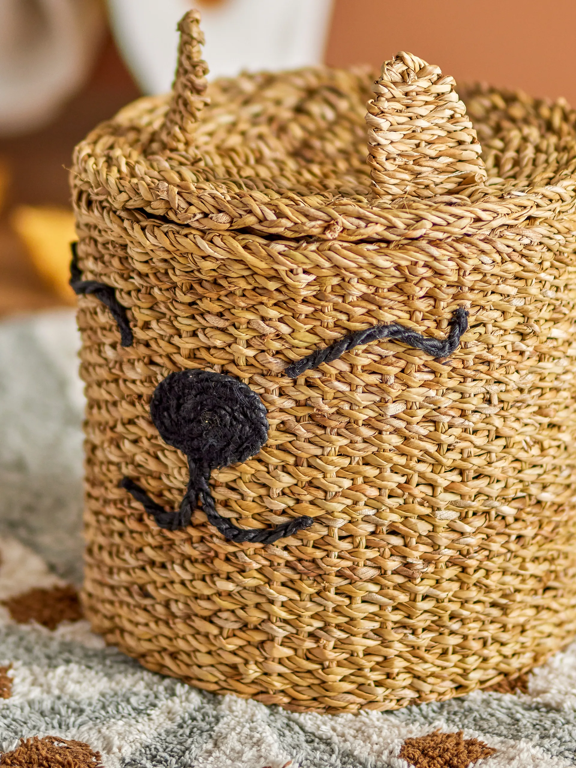 Panier de rangement avec couvercle Mikki Ø26 cm, Nature Bloomingville