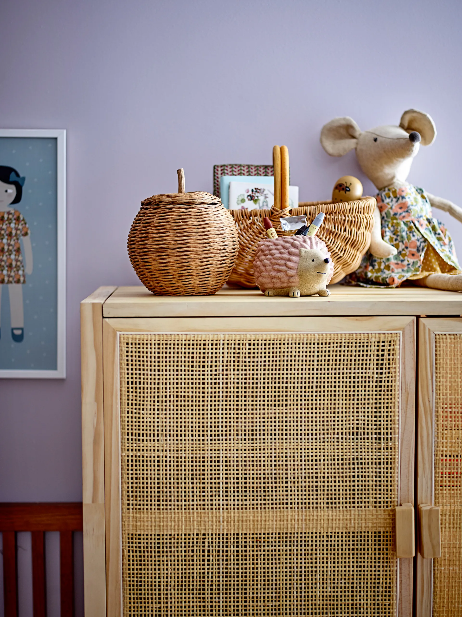 Panier de rangement avec couvercle Rosette Ø18 cm, Marron Bloomingville