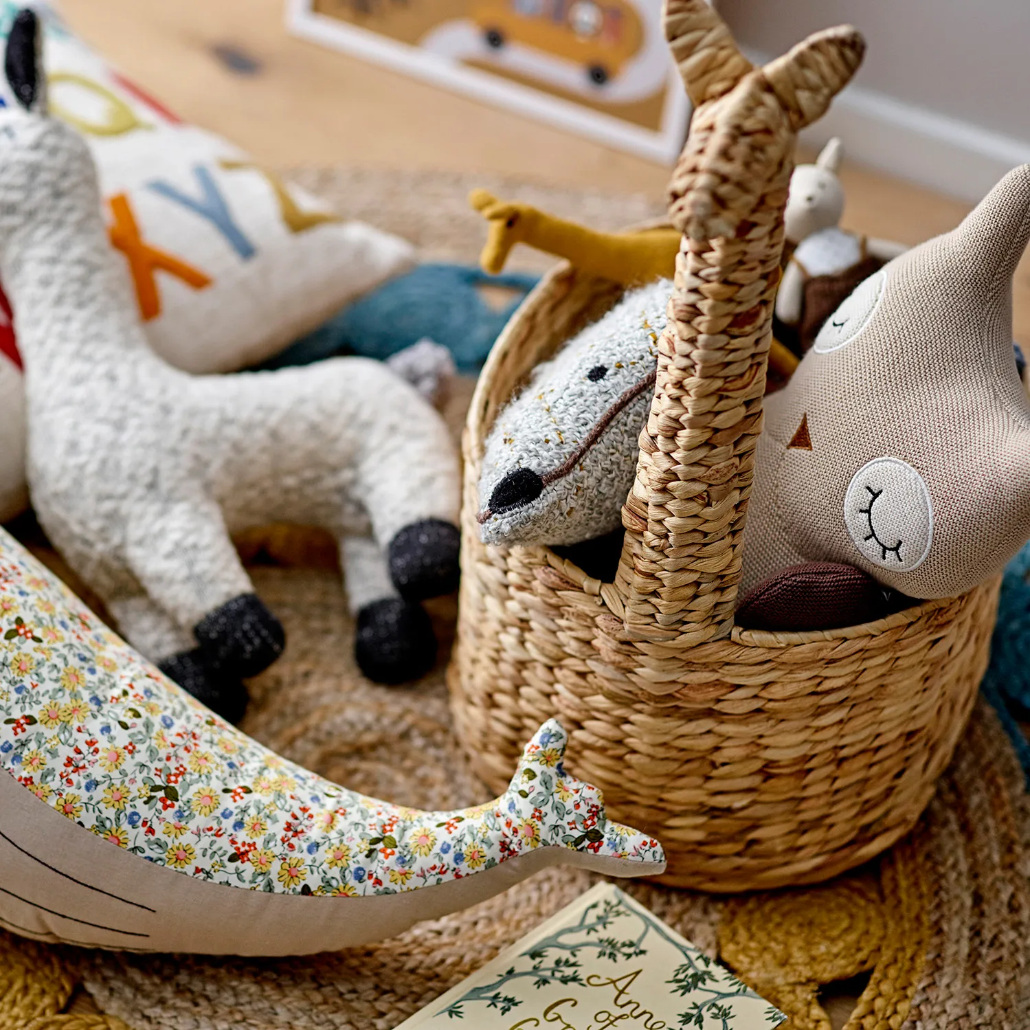 Panier de rangement avec girafe Dinne, Nature Bloomingville