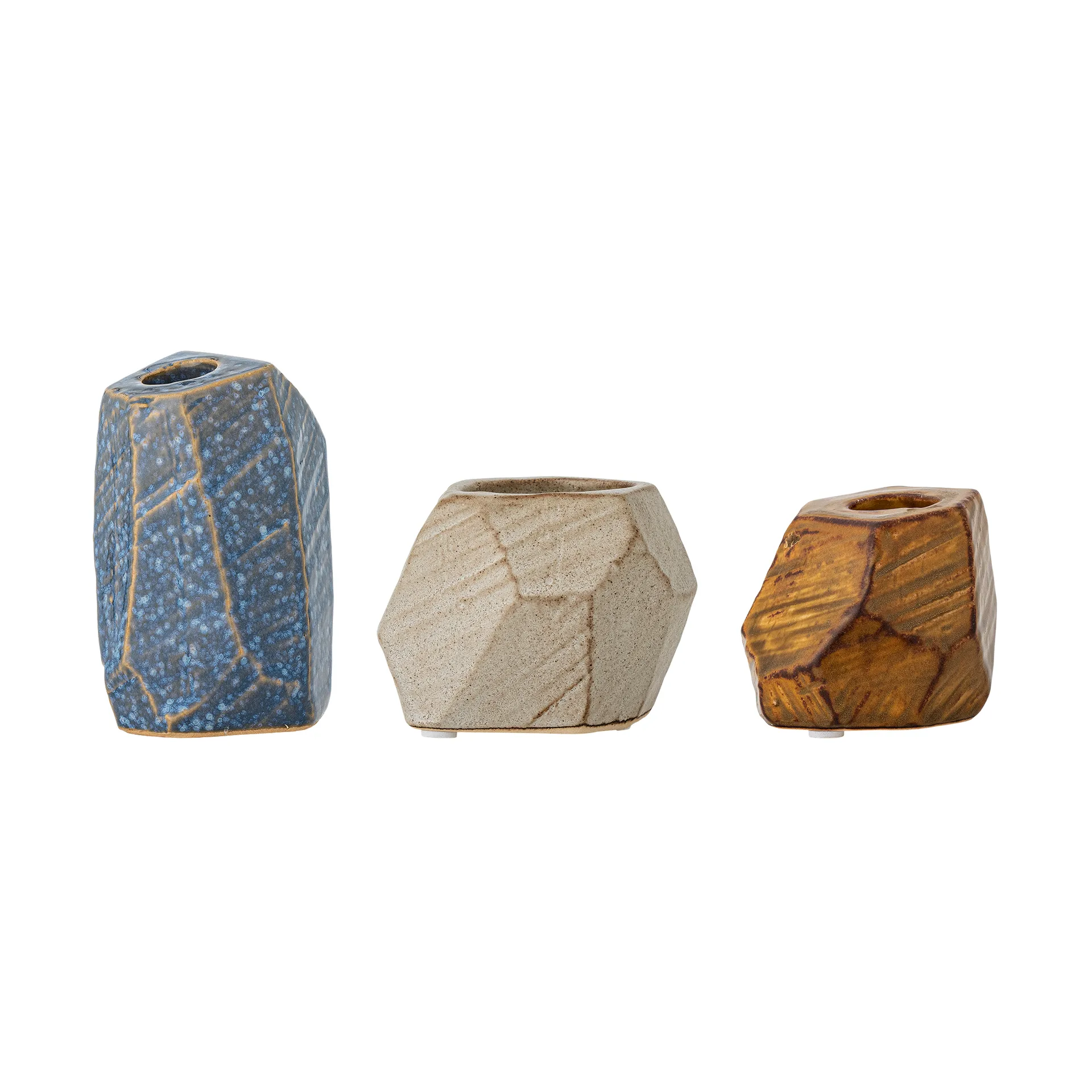 Photophore et bougeoir Kimber, ensemble de 3 pièces, Bleu Bloomingville