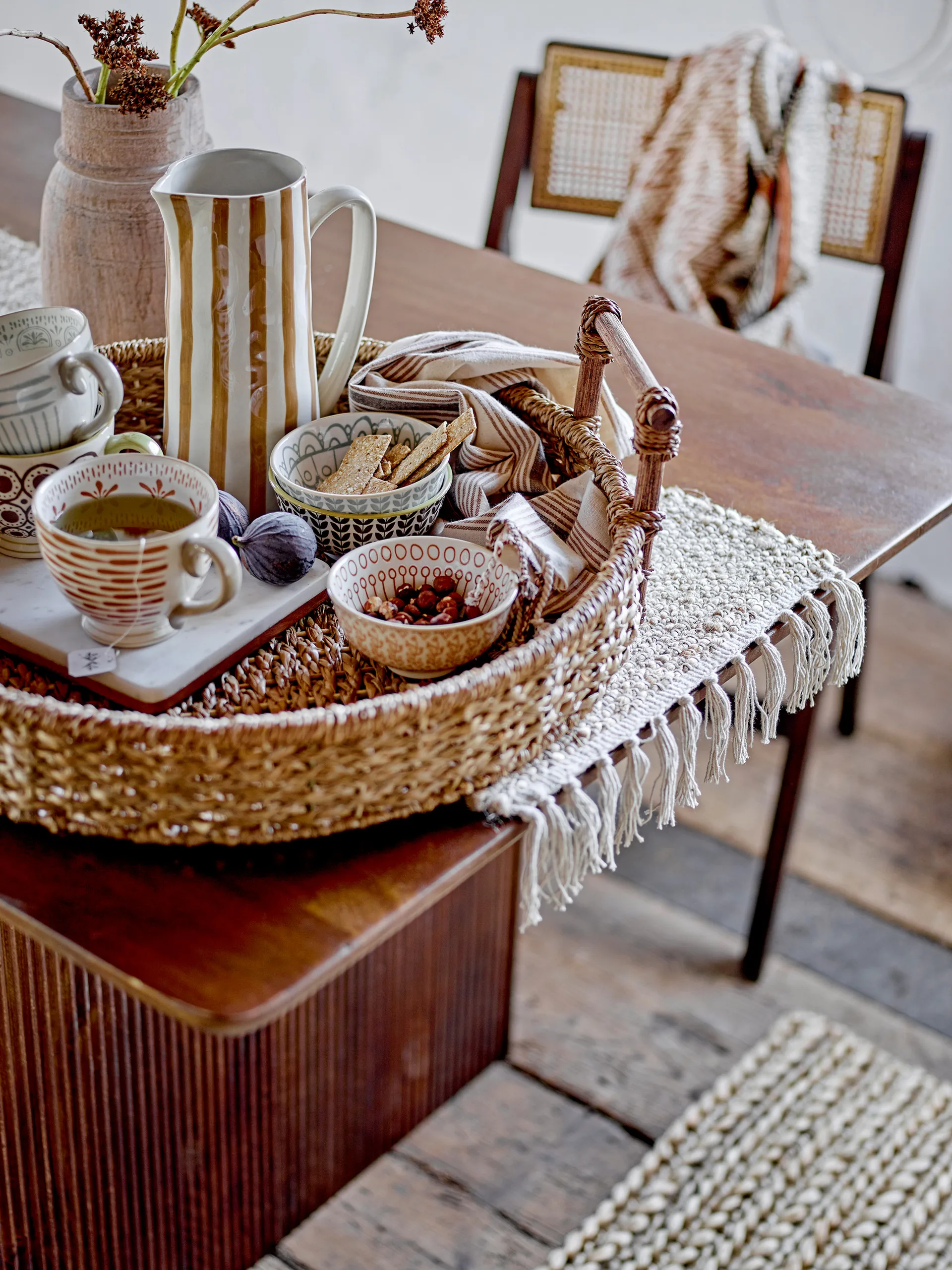 Pichet Begonia grès 23,5 cm, Rayures marron Bloomingville