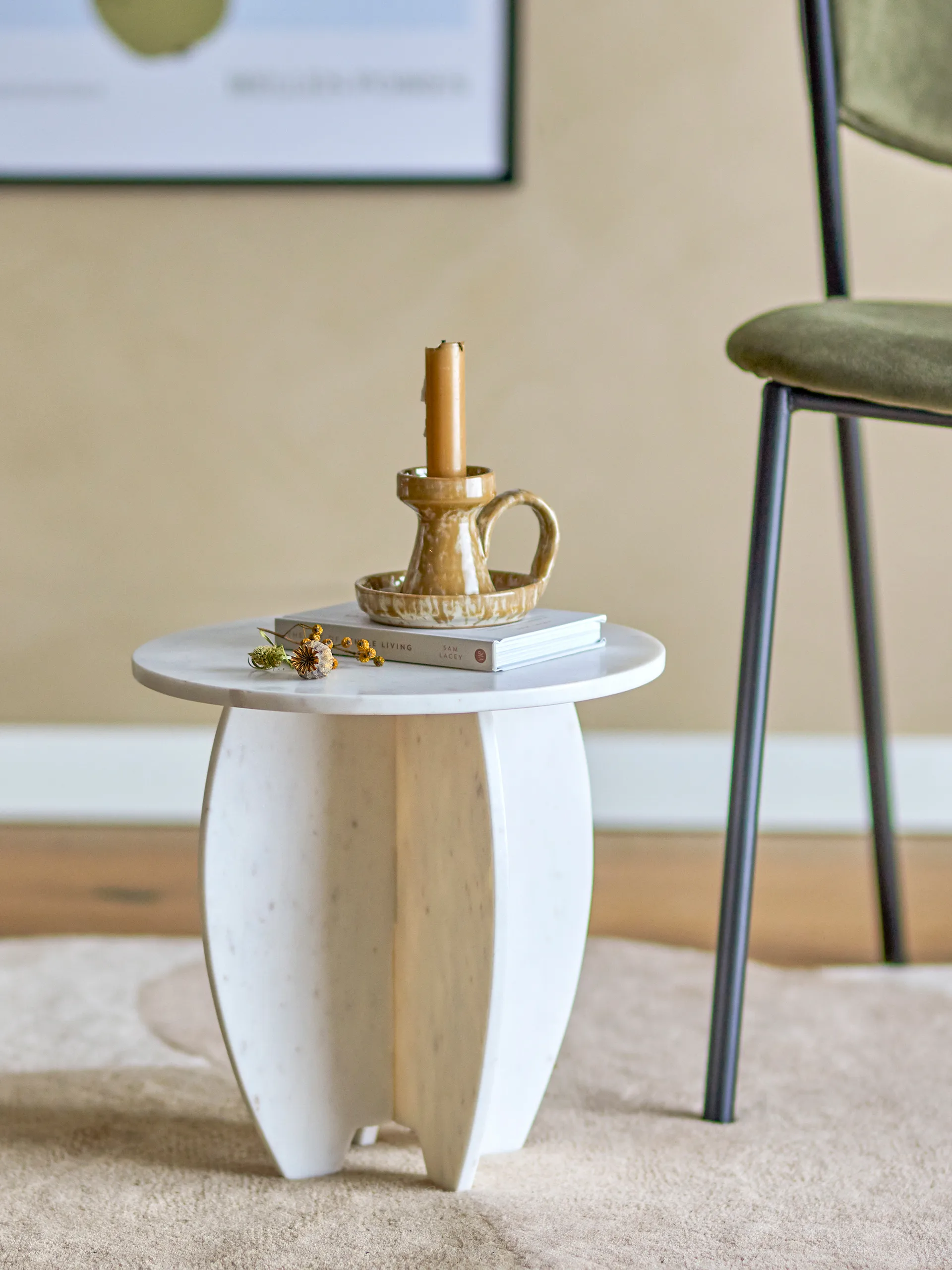 Piedéstal Sendai Ø30,5x31 cm, White marble Bloomingville