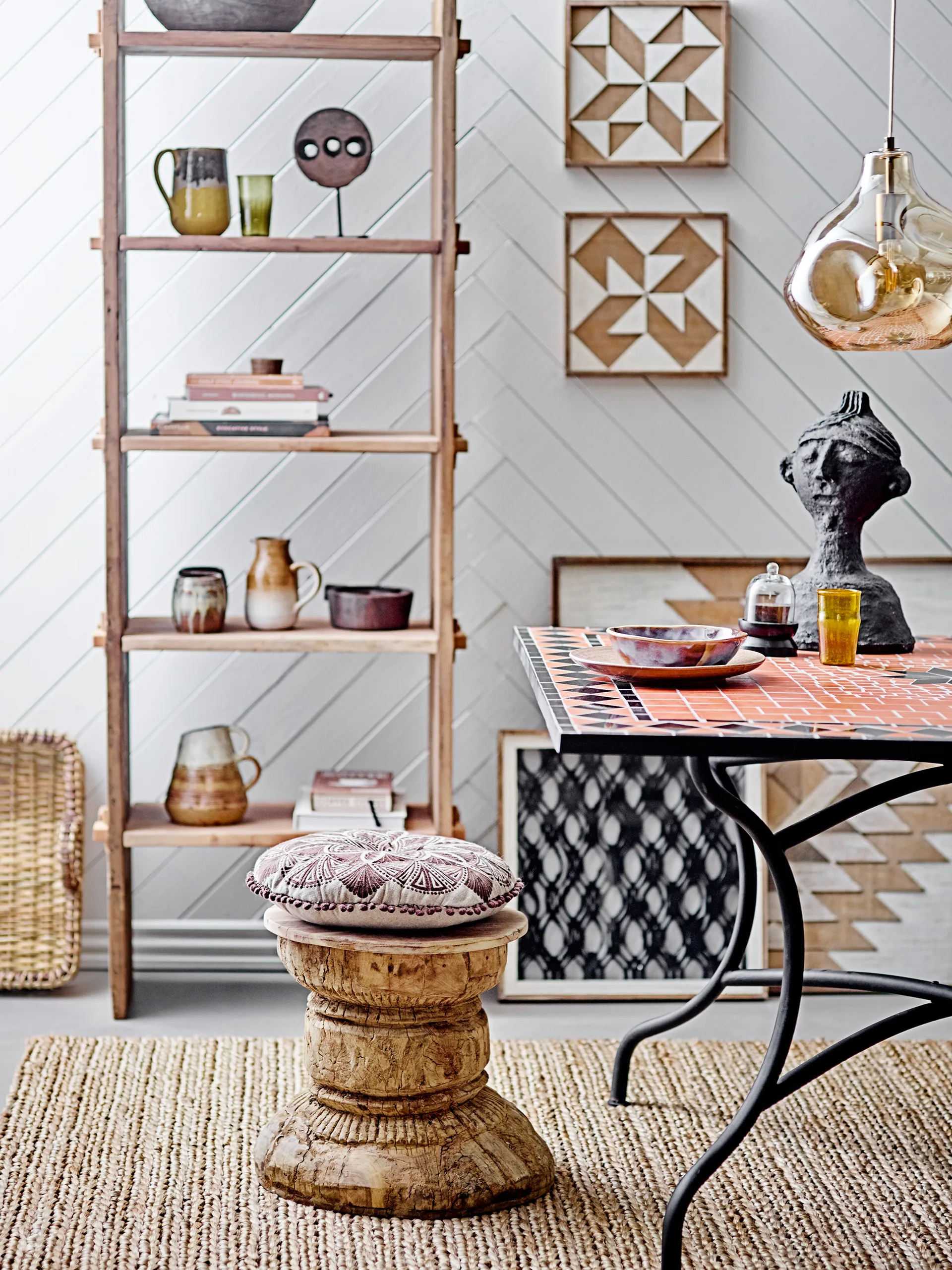 Plafonnier en verre Ø30 cm, Marron Bloomingville