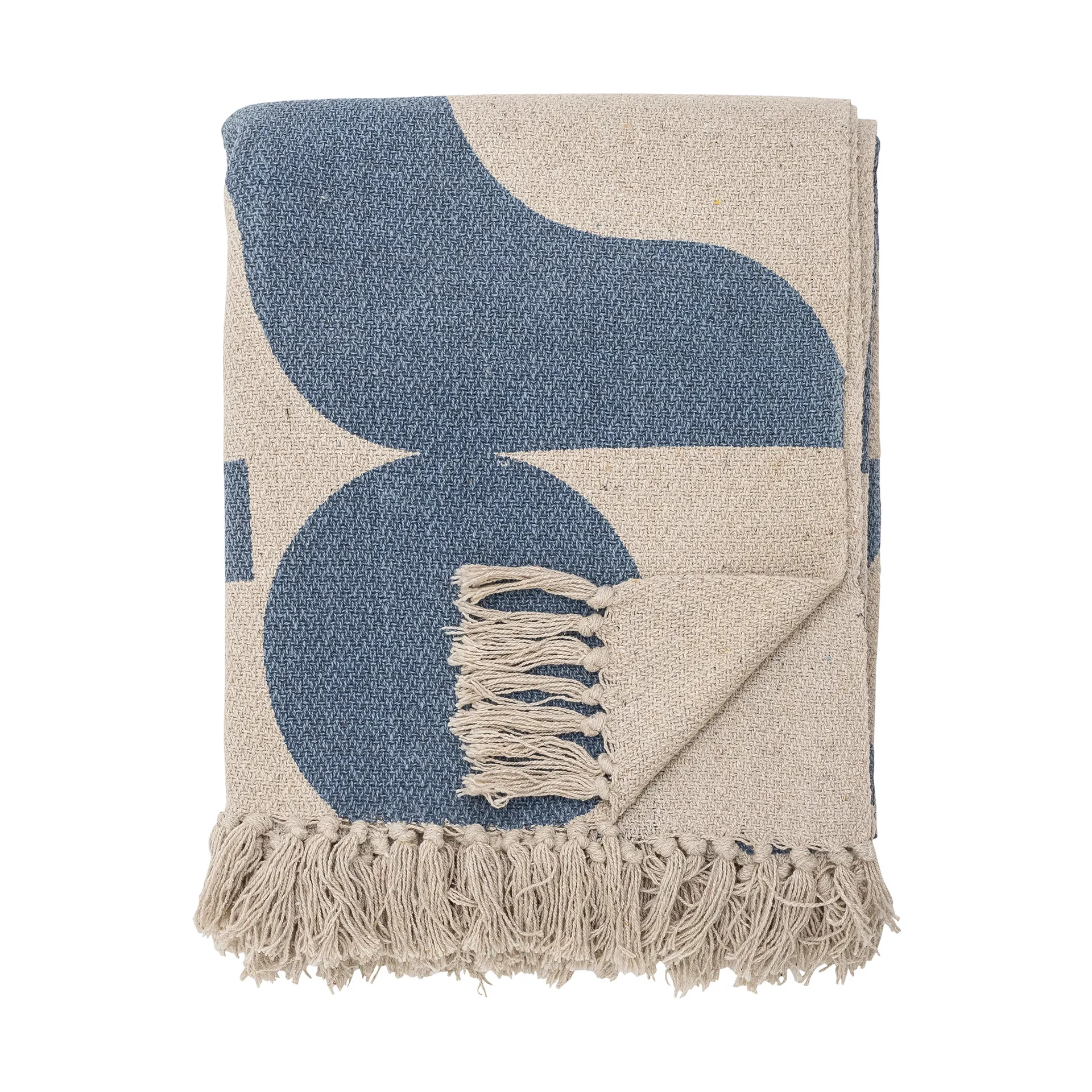 Plaid en coton Agno 130x160 cm, Beige-bleu Bloomingville