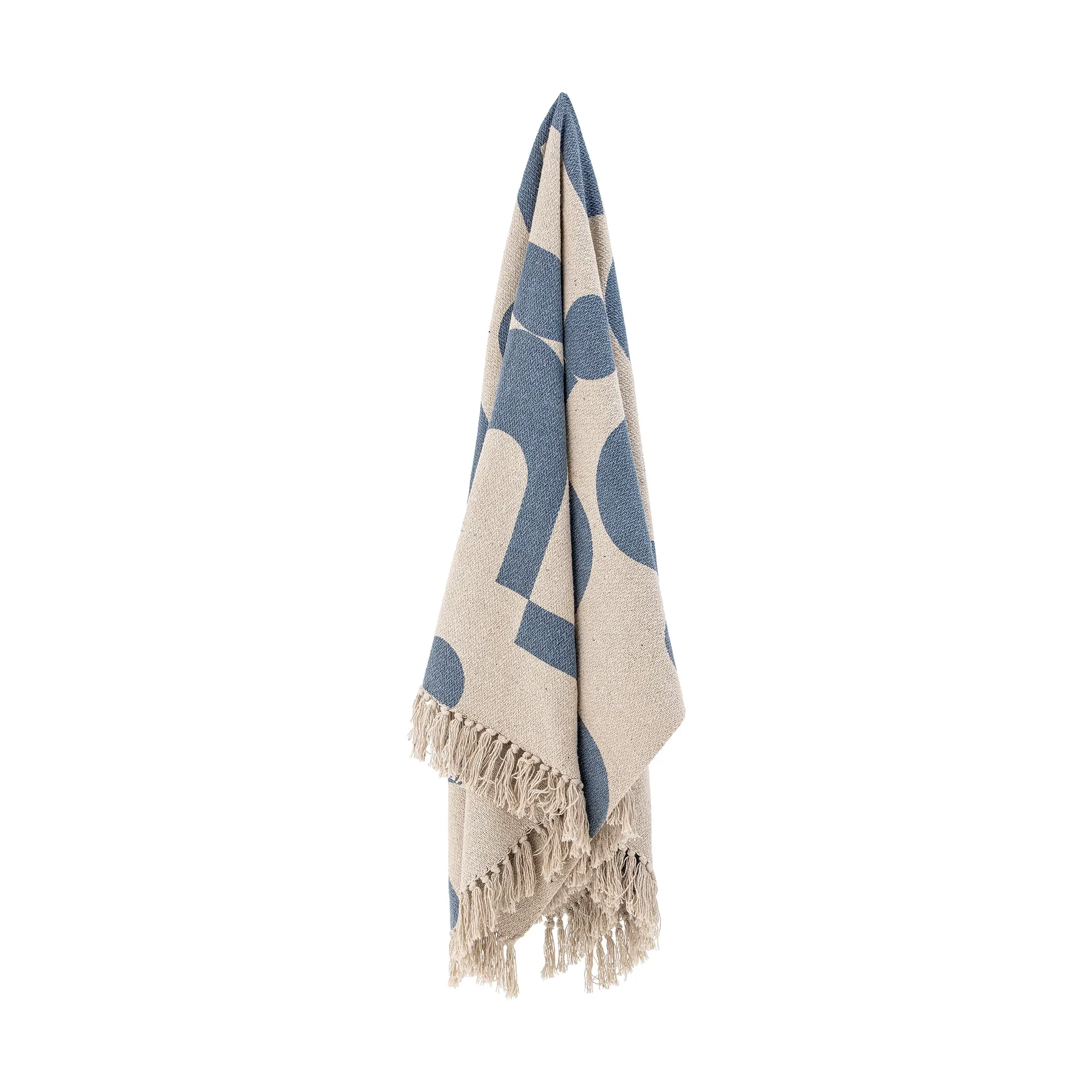 Plaid en coton Agno 130x160 cm, Beige-bleu Bloomingville