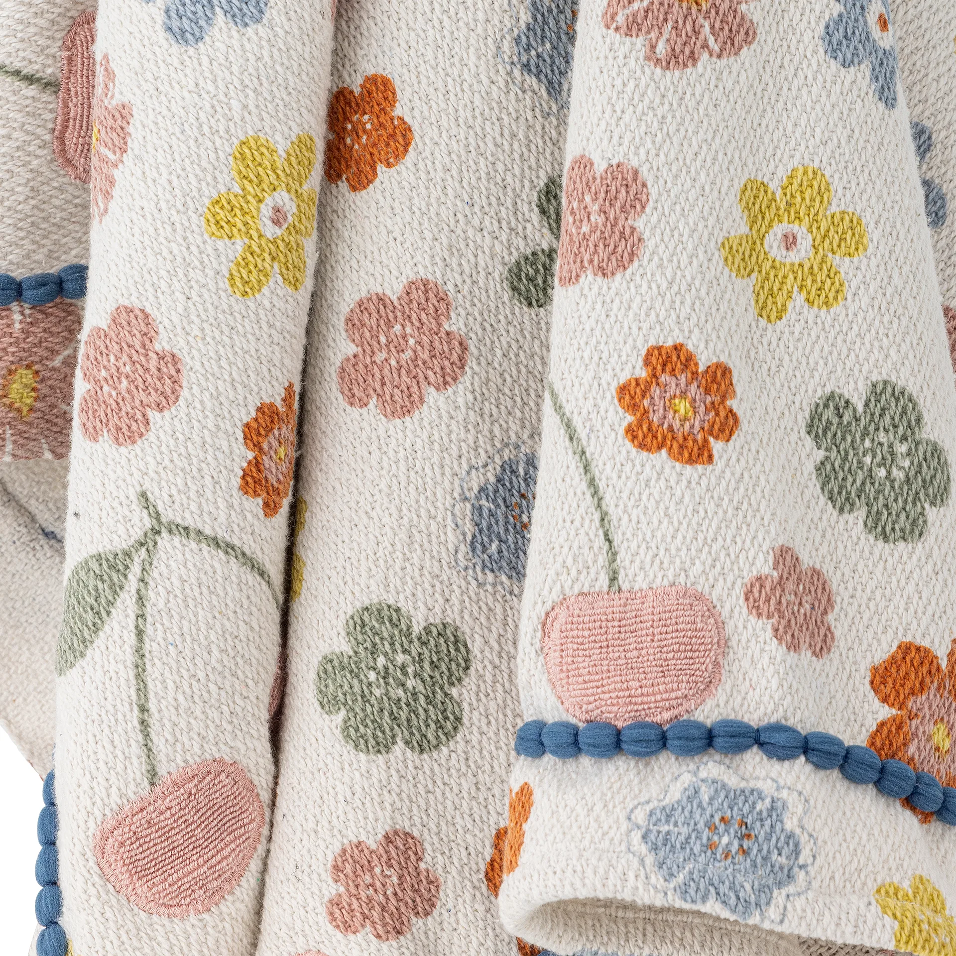 Plaid en coton Cherry 160x130 cm, Rose Bloomingville