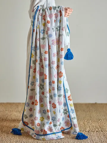 Plaid en coton Cherry 160x130 cm - Rose - Bloomingville