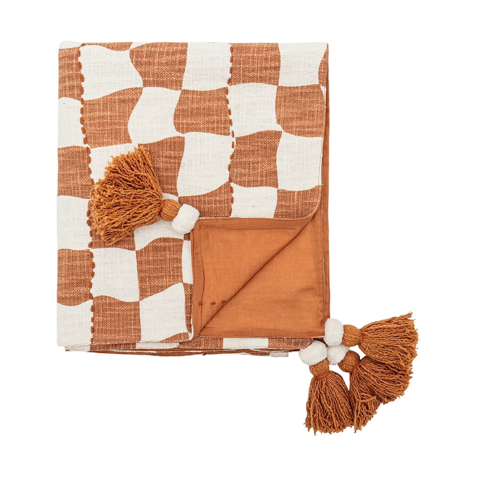 Plaid en coton Chola 150x130 cm, Marron Bloomingville