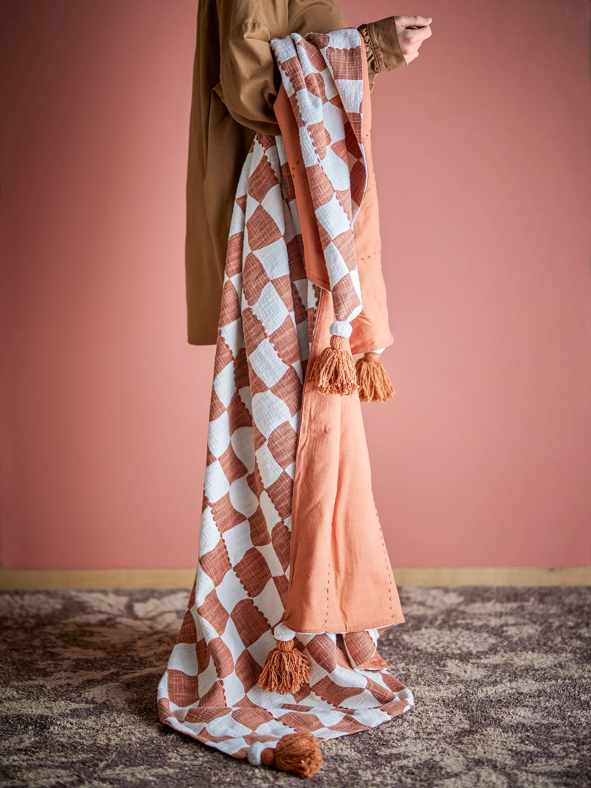 Plaid en coton Chola 150x130 cm, Marron Bloomingville