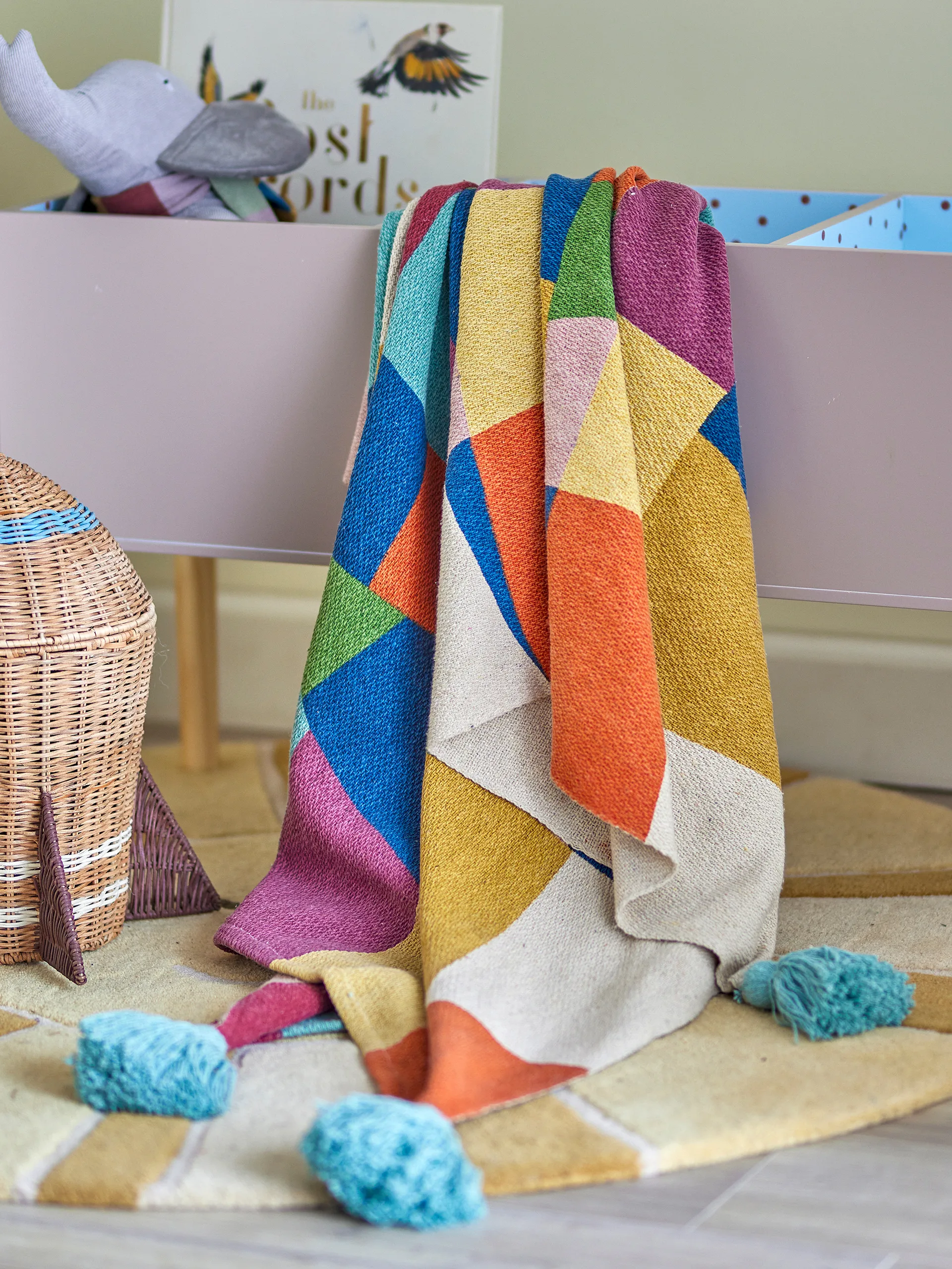 Plaid en coton Colorine 160x130 cm, Bleu Bloomingville