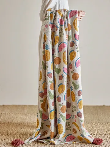 Plaid en coton Fruitta 160x130 cm - Jaune - Bloomingville