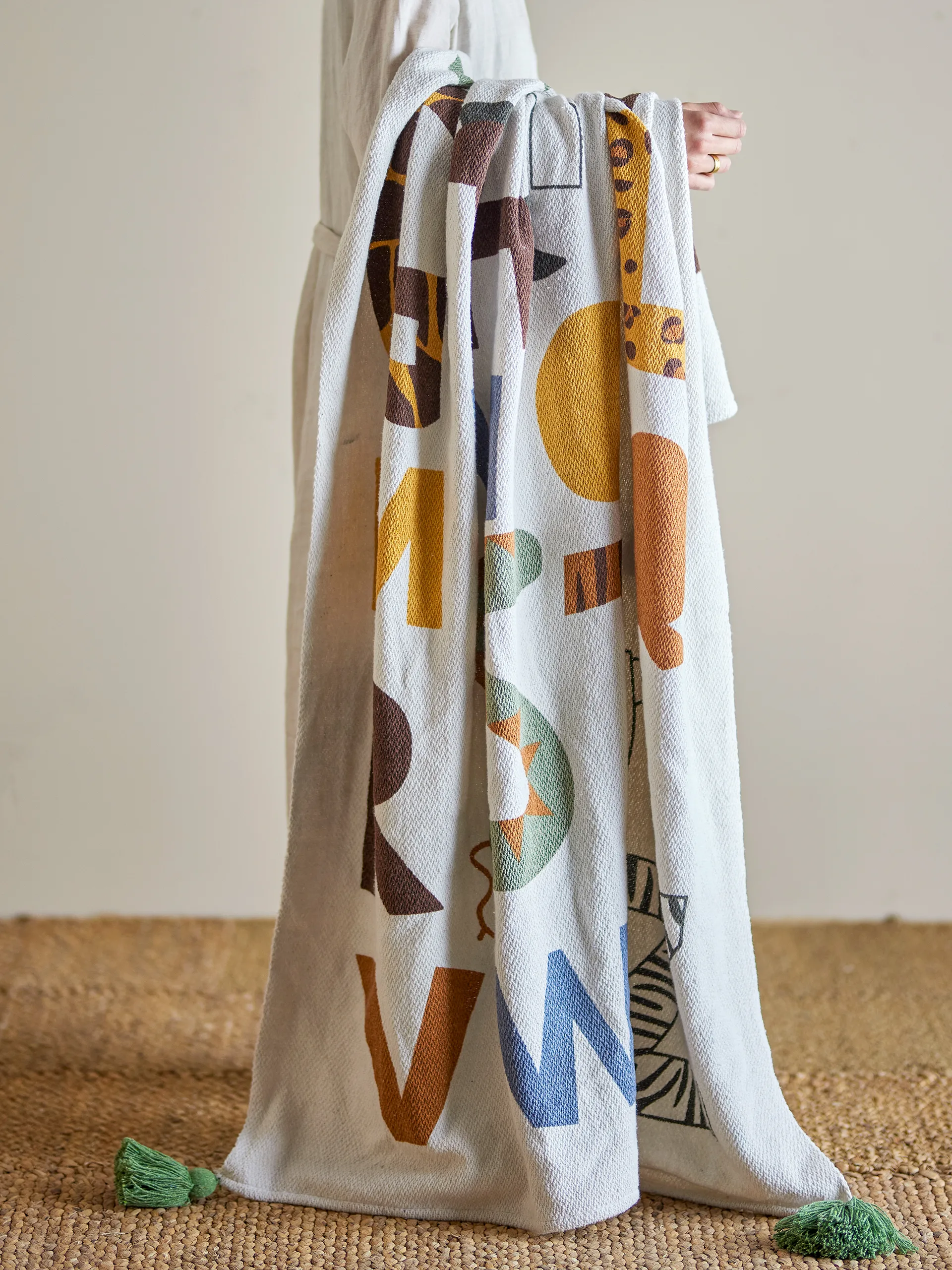 Plaid en coton Memmo 160x130 cm, Naturel Bloomingville