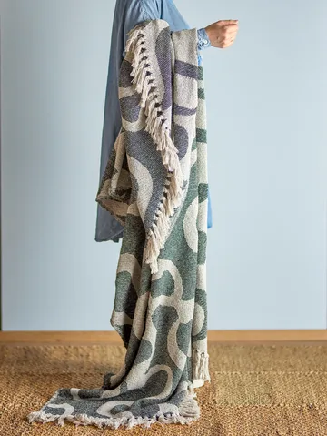 Plaid en coton Salobre 160x130 cm - Noir - Bloomingville