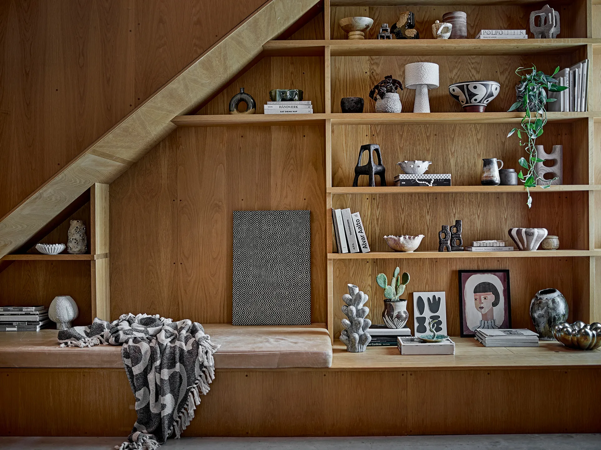 Plaid en coton Salobre 160x130 cm, Noir Bloomingville