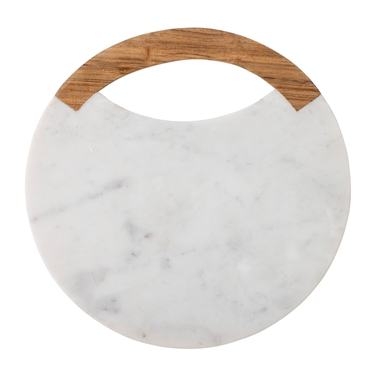 bloomingville planche à découper avec poignée daniela ø30 cm marbre blanc-acacia